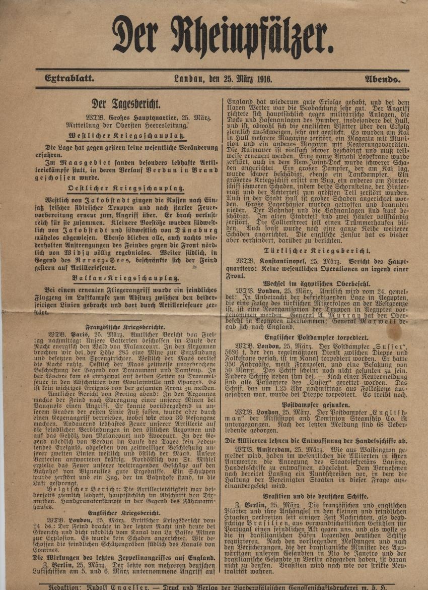 Extrablatt  (Historisches Museum der Pfalz, Speyer CC BY)