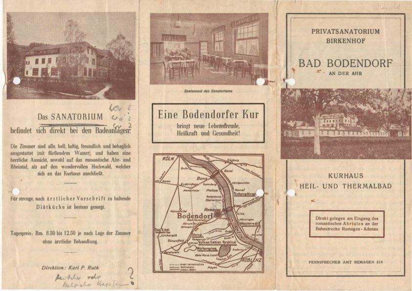 Werbung für "Privatsanatorium Birkenhof" (Heimatmuseum und -Archiv Bad Bodendorf CC BY-NC-SA)