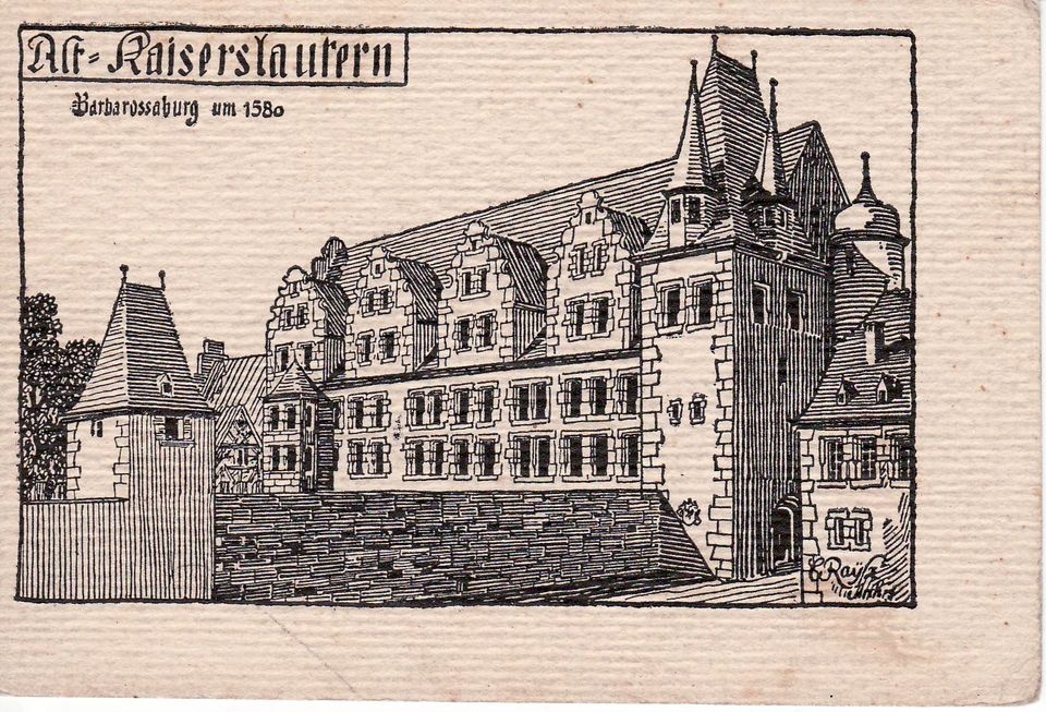 Alt=Kaiserslautern  Barbarossaburg um 1580 (Theodor-Zink-Museum Kaiserslautern CC BY-NC-SA)