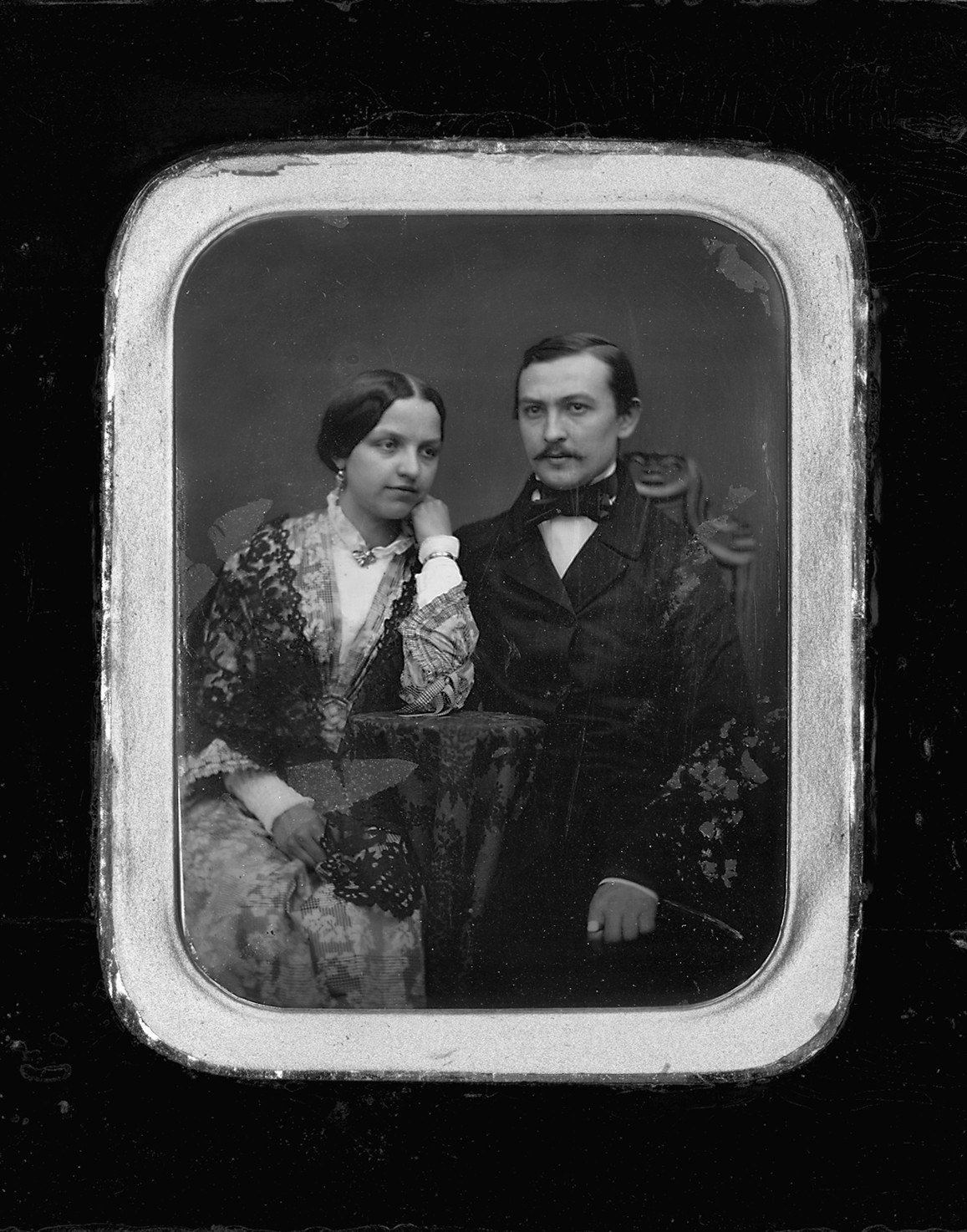 Daguerreotypie: Porträt eines Paares (Stadtgeschichtliches Museum Leipzig Haus Böttchergäßchen CC0)