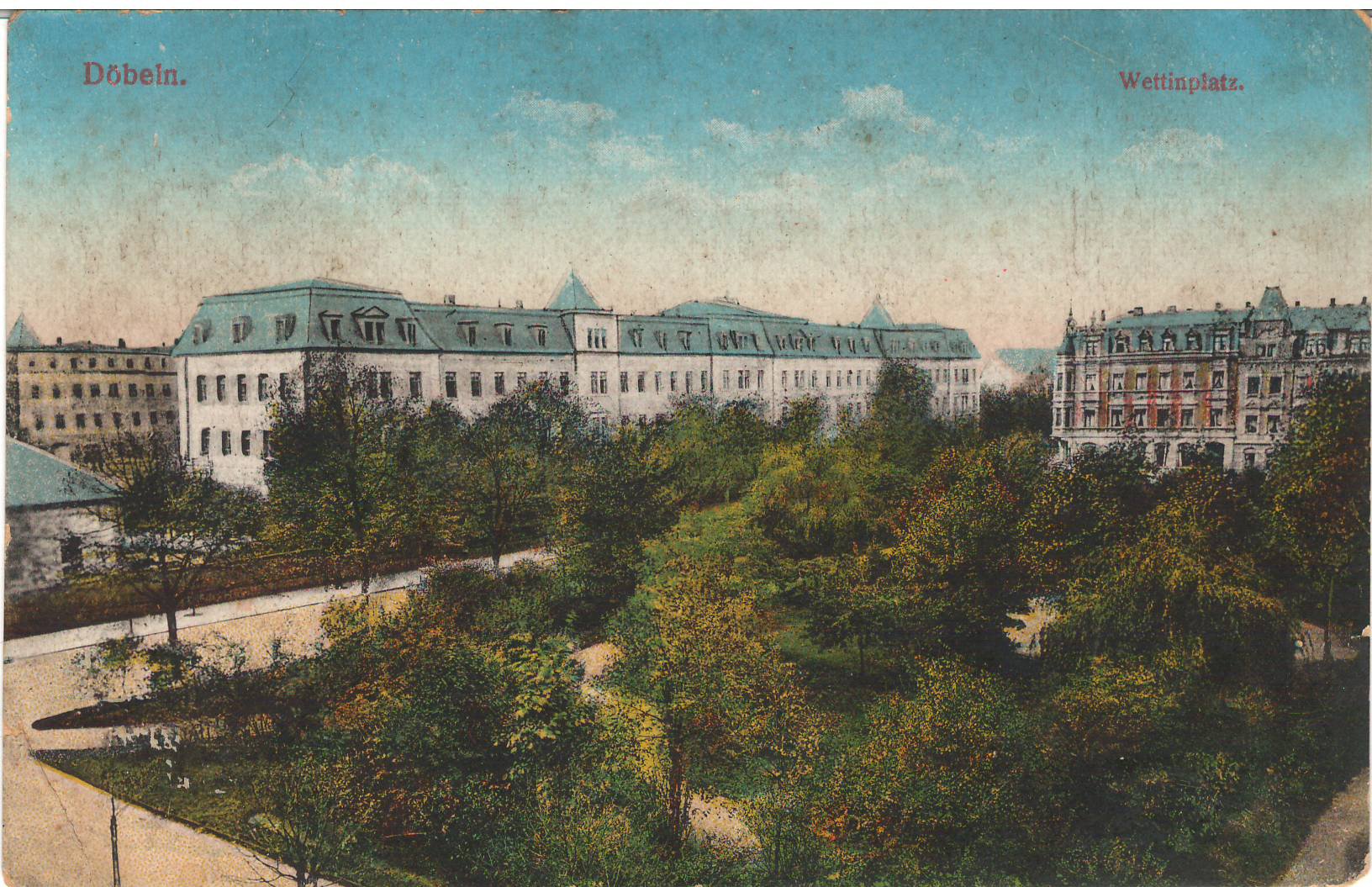 Ansichtspostkarte Döbeln: Wettinplatz (Stadtmuseum / Kleine Galerie Döbeln CC BY-NC-SA)