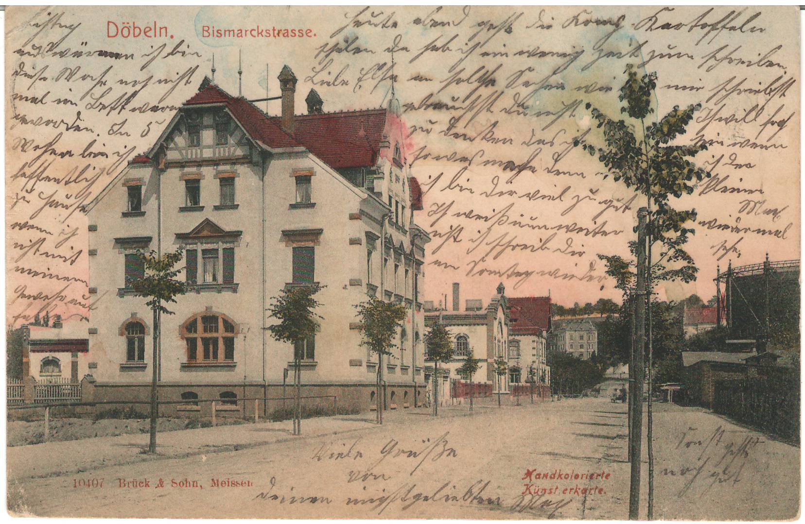 Ansichtspostkarte Döbeln: Bismarckstraße (Stadtmuseum / Kleine Galerie Döbeln CC BY-NC-SA)