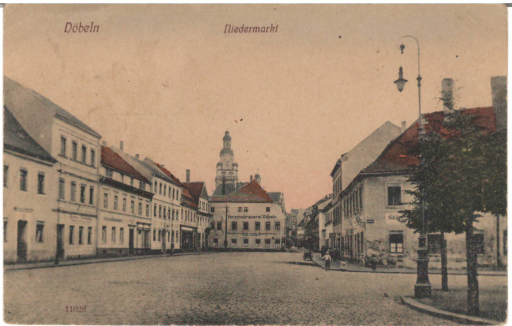 Ansichtspostkarte Döbeln: Niedermarkt (Stadtmuseum / Kleine Galerie Döbeln CC BY-NC-SA)
