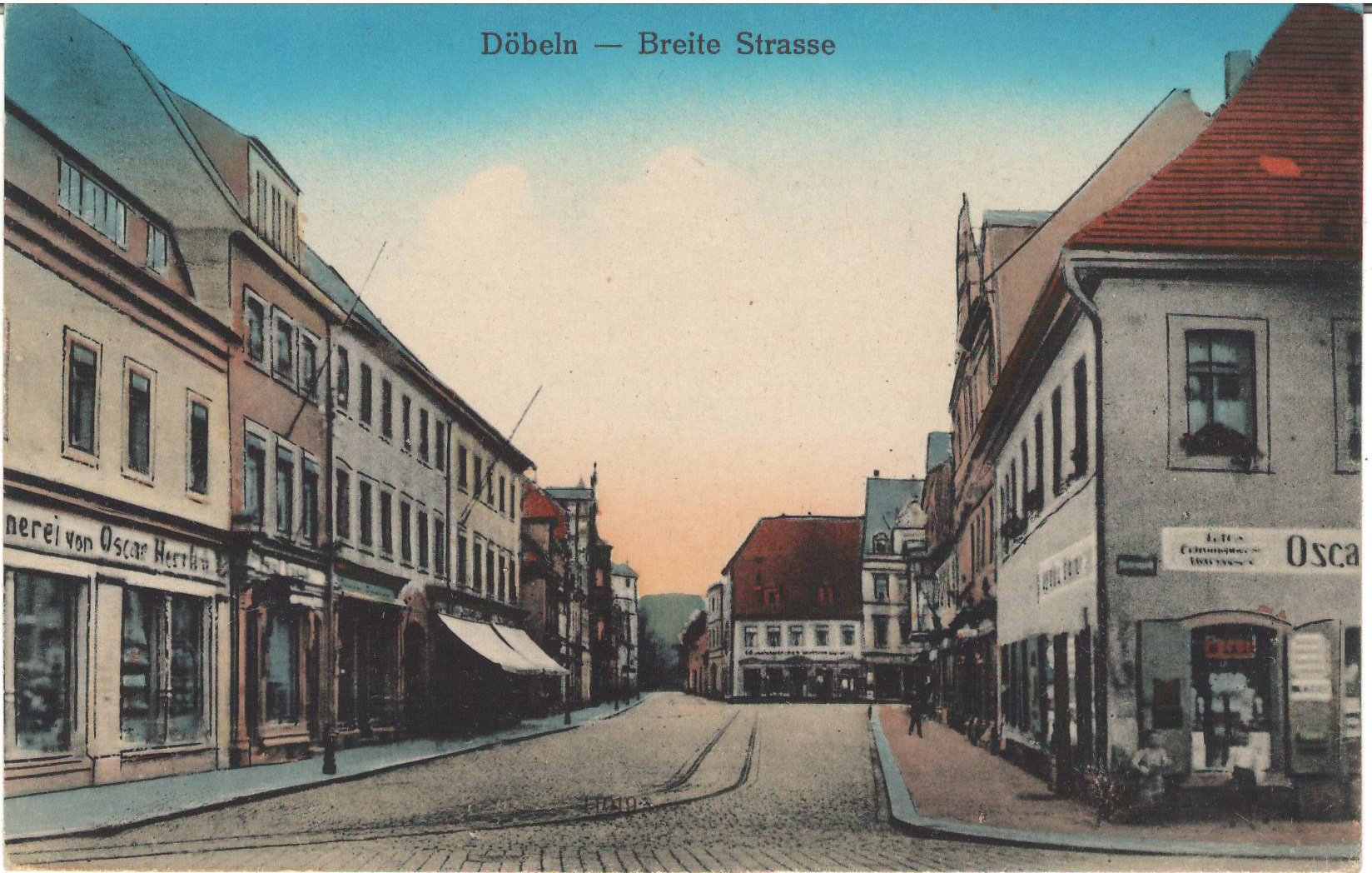 Ansichtspostkarte Döbeln: Breite Straße (Stadtmuseum / Kleine Galerie Döbeln CC BY-NC-SA)