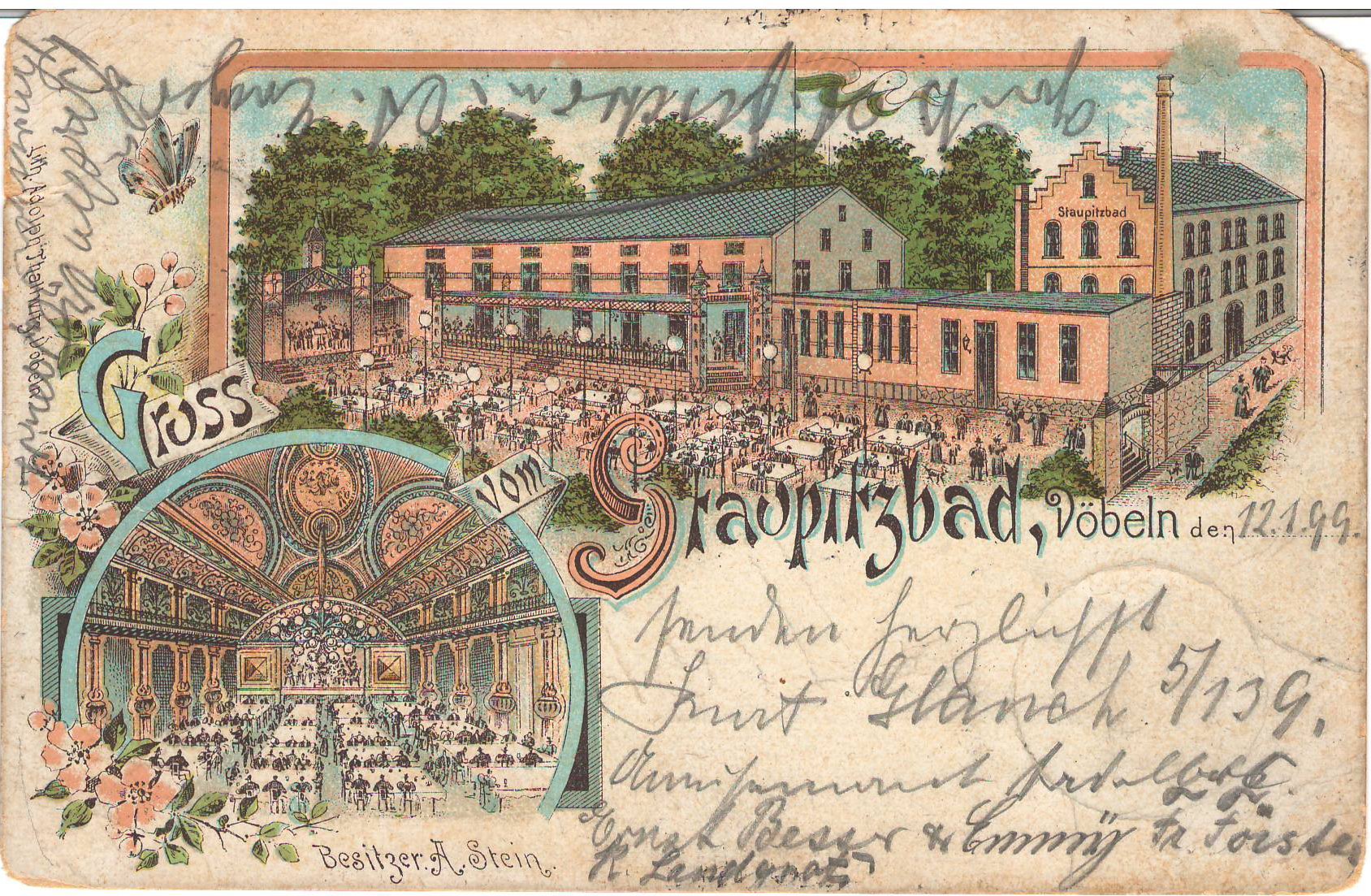 Ansichtspostkarte Döbeln: Gruß vom Staupitzbad (Stadtmuseum / Kleine Galerie Döbeln CC BY-NC-SA)