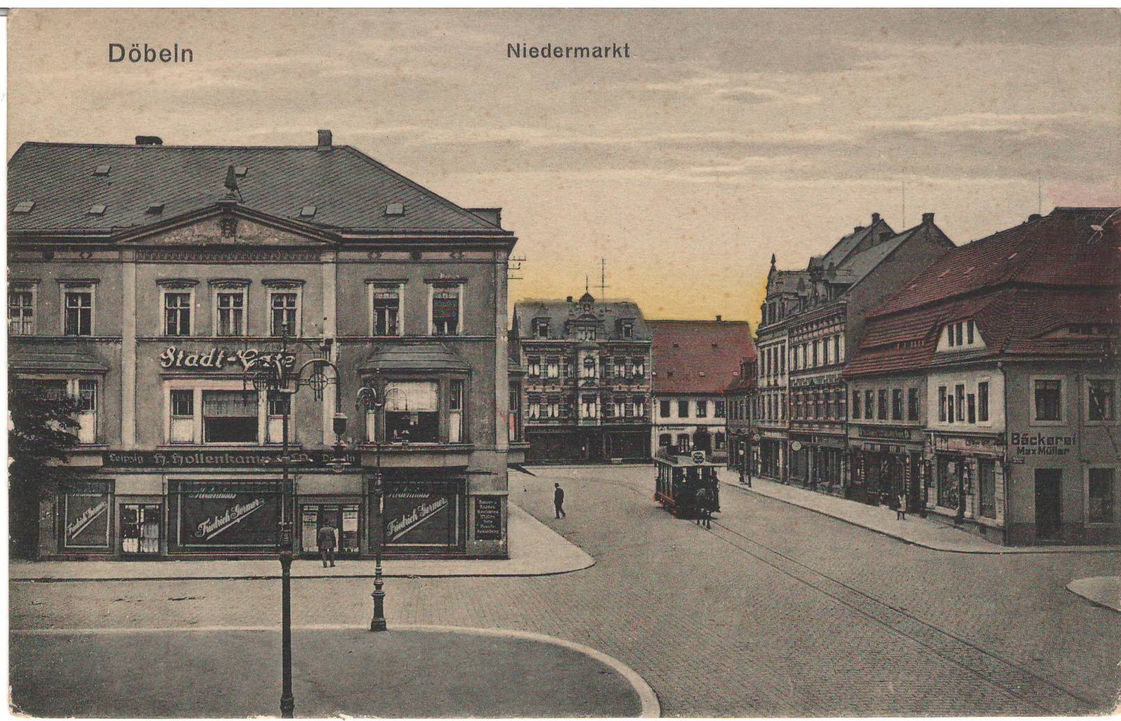 Ansichtspostkarte Döbeln: Niedermarkt (Stadtmuseum / Kleine Galerie Döbeln CC BY-NC-SA)