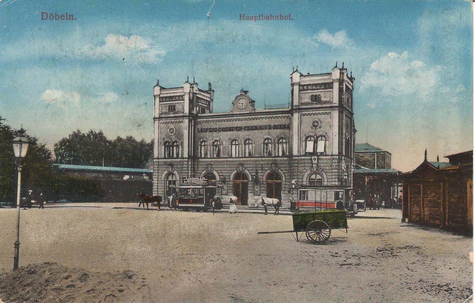 Ansichtspostkarte Döbeln: Hauptbahnhof (Stadtmuseum / Kleine Galerie Döbeln CC BY-NC-SA)