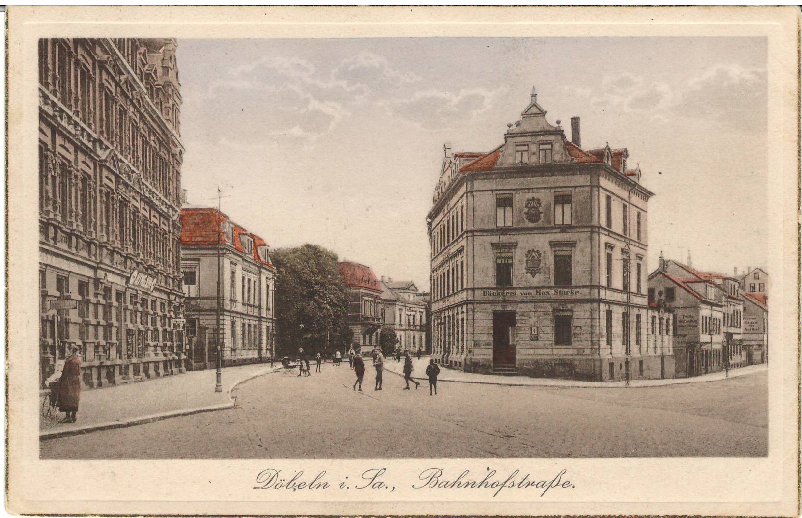 Ansichtspostkarte Döbeln: Bahnhofstraße (Stadtmuseum / Kleine Galerie Döbeln CC BY-NC-SA)