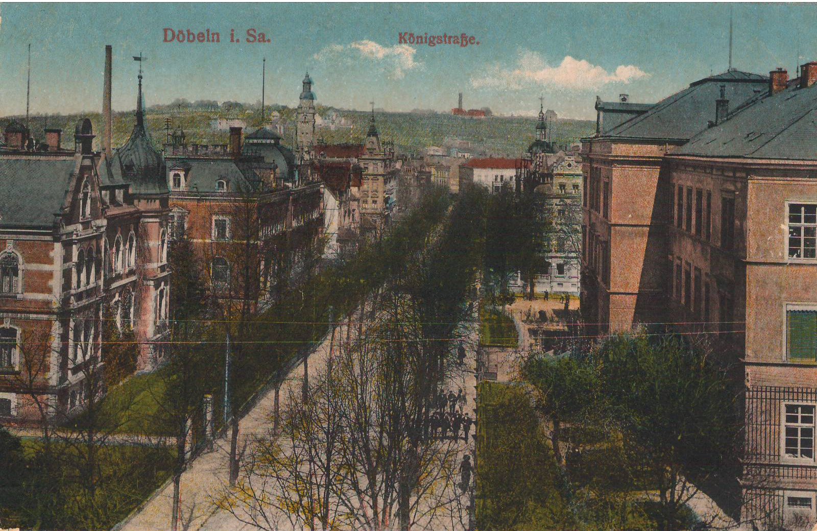 Ansichtspostkarte Döbeln: Königstraße (Stadtmuseum / Kleine Galerie Döbeln CC BY-NC-SA)