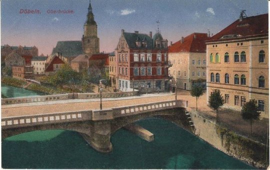 Ansichtspostkarte Döbeln: Oberbrücke (Stadtmuseum / Kleine Galerie Döbeln CC BY-NC-SA)