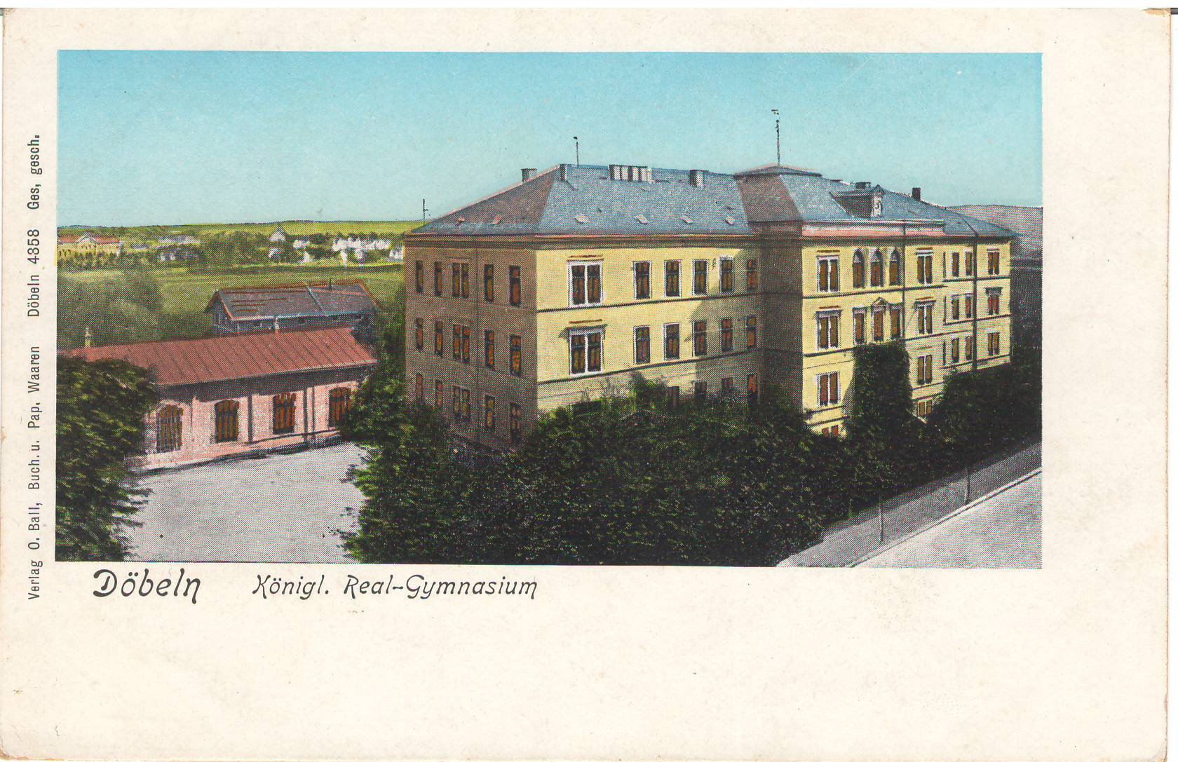 Ansichtspostkarte Döbeln: Königlischen Real - Gymnasium (Stadtmuseum / Kleine Galerie Döbeln CC BY-NC-SA)