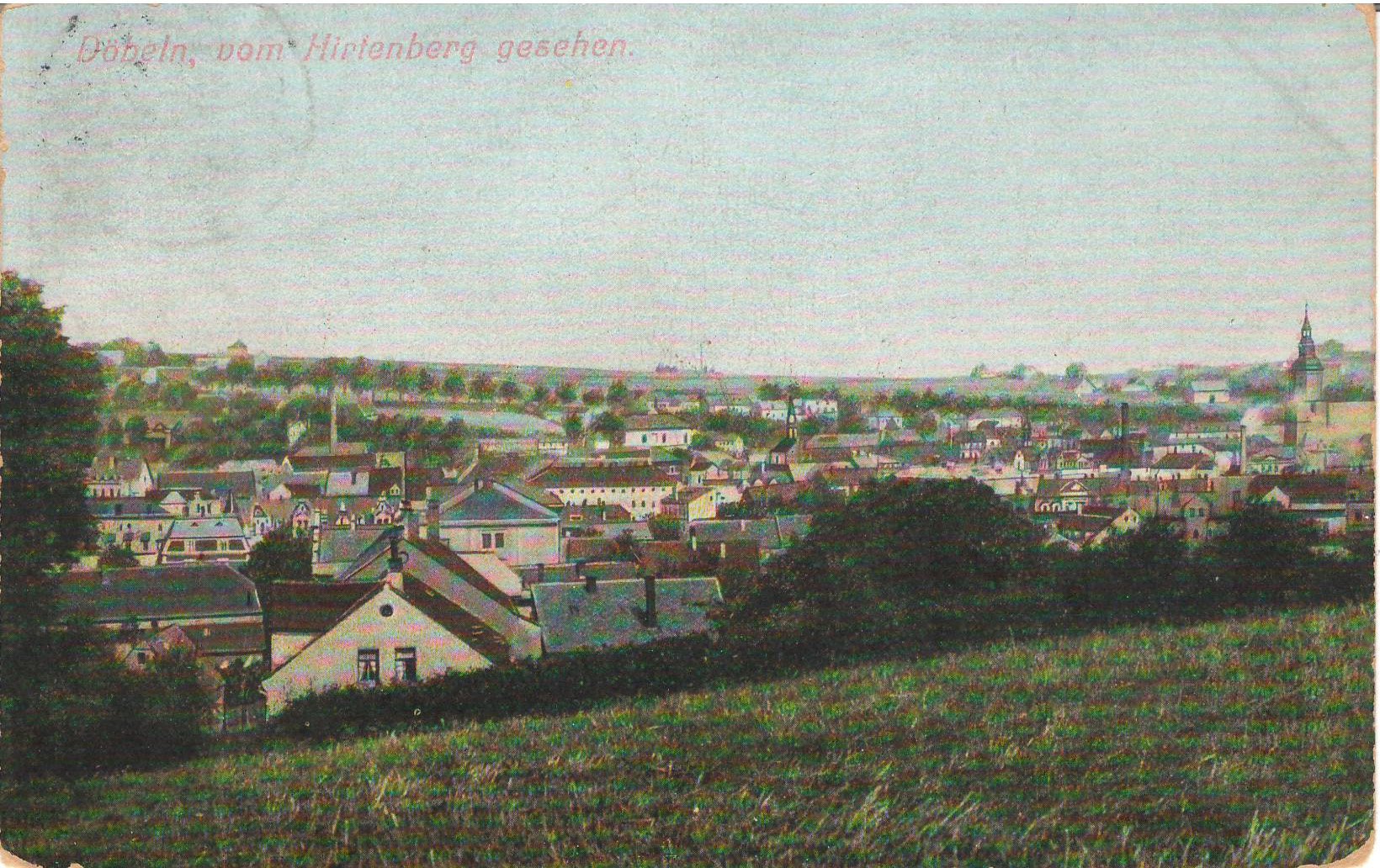 Ansichtspostkarte Döbeln: Blick vom Hirtenberg über Döbeln (Stadtmuseum / Kleine Galerie Döbeln CC BY-NC-SA)