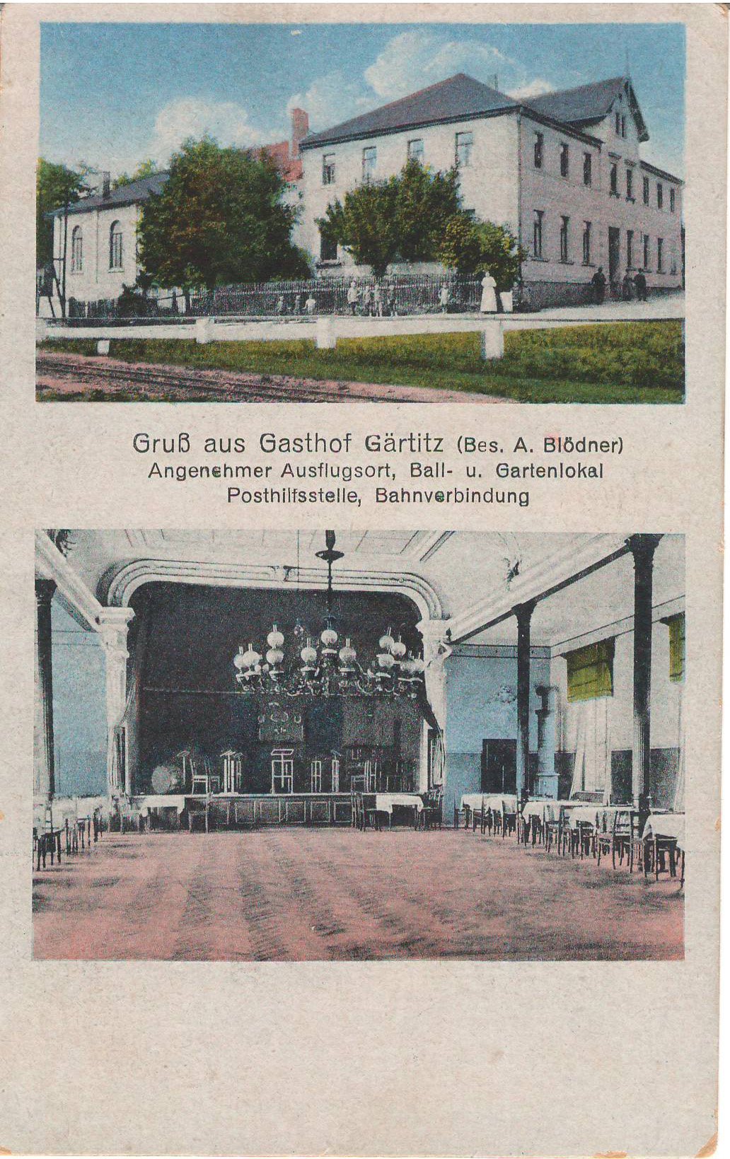 Ansichtspostkarte Döbeln: Gruß aus Gasthof Gärlitz (Stadtmuseum / Kleine Galerie Döbeln CC BY-NC-SA)