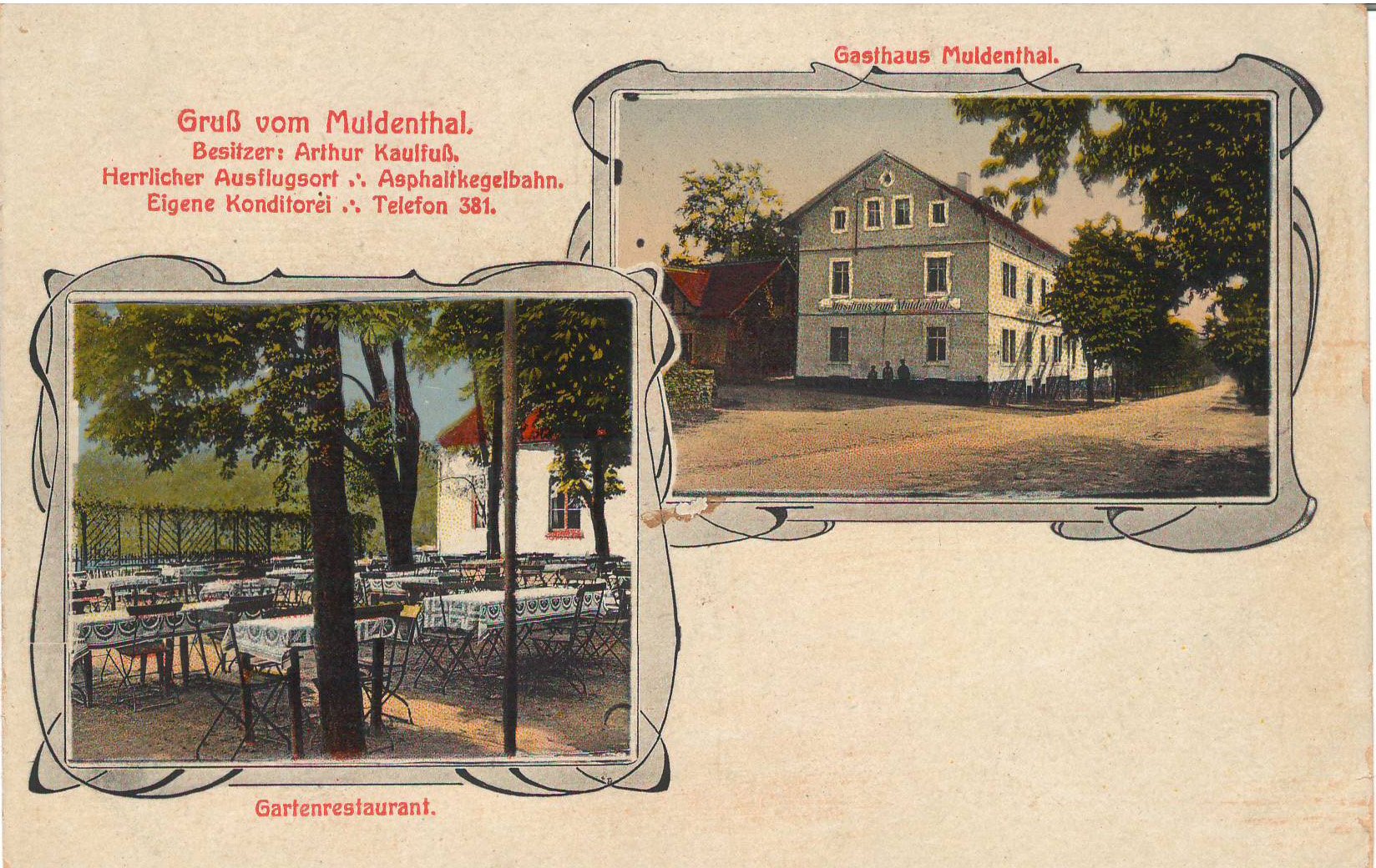 Ansichtspostkarte Döbeln: Gasthaus Muldenthal (Stadtmuseum / Kleine Galerie Döbeln CC BY-NC-SA)