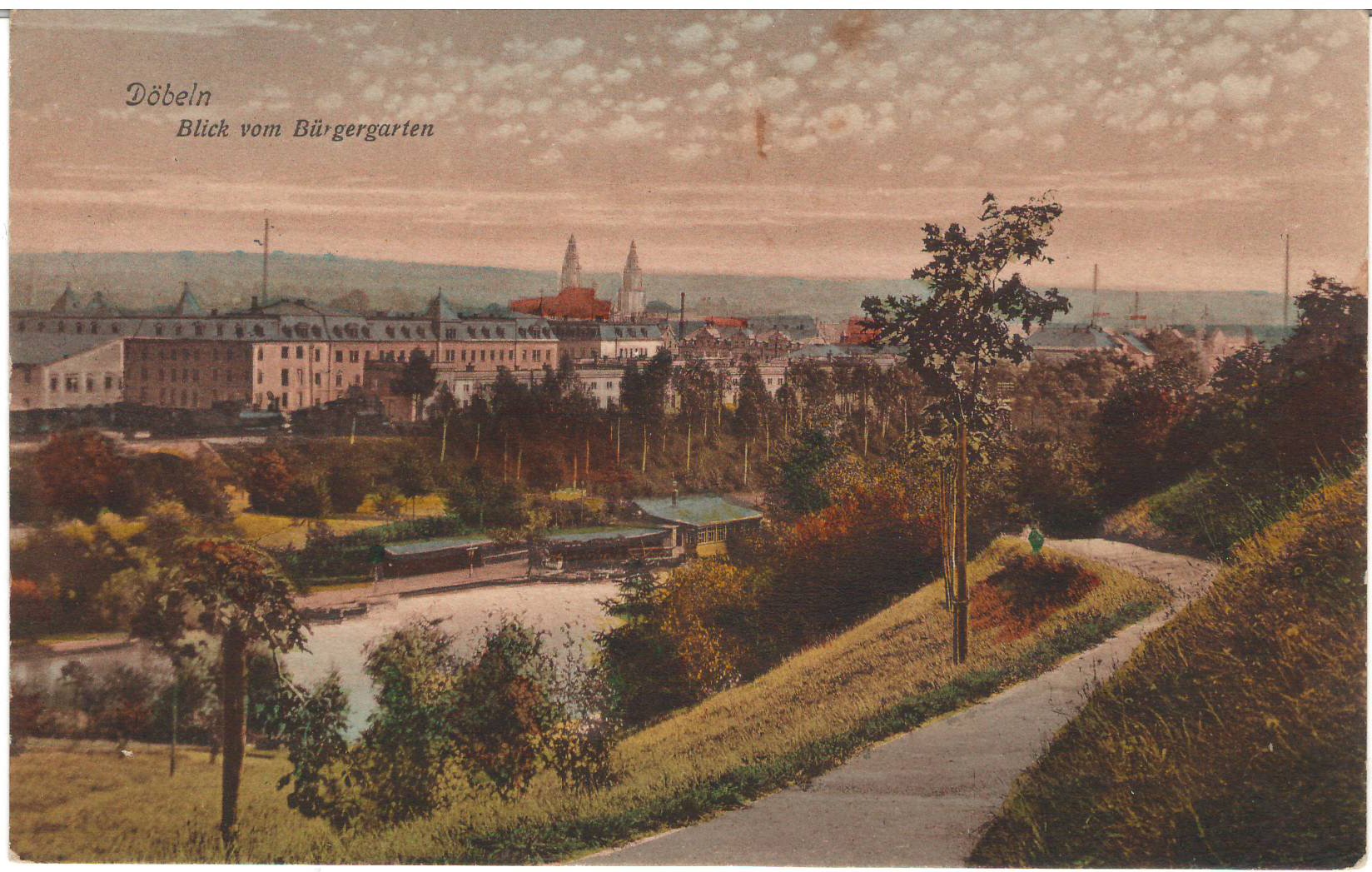 Ansichtspostkarte Döbeln: Blick vom Bürgergarten (Stadtmuseum / Kleine Galerie Döbeln CC BY-NC-SA)