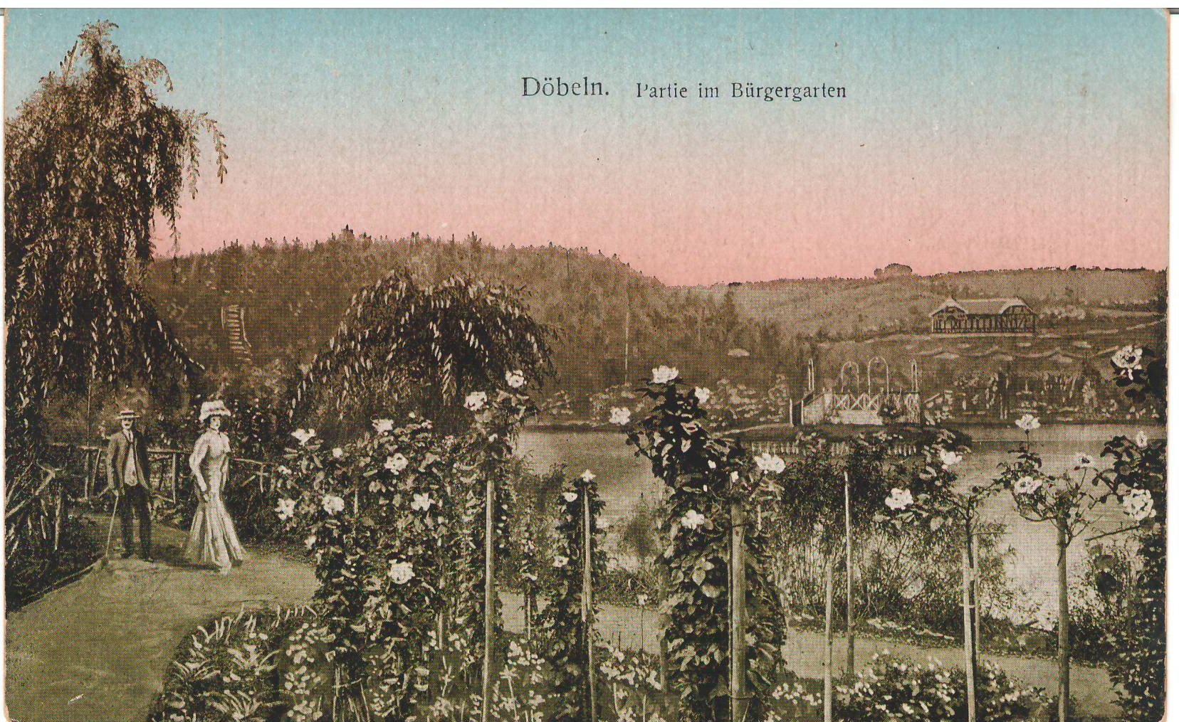 Ansichtspostkarte Döbeln: Partie im Bürgergarten (Stadtmuseum / Kleine Galerie Döbeln CC BY-NC-SA)