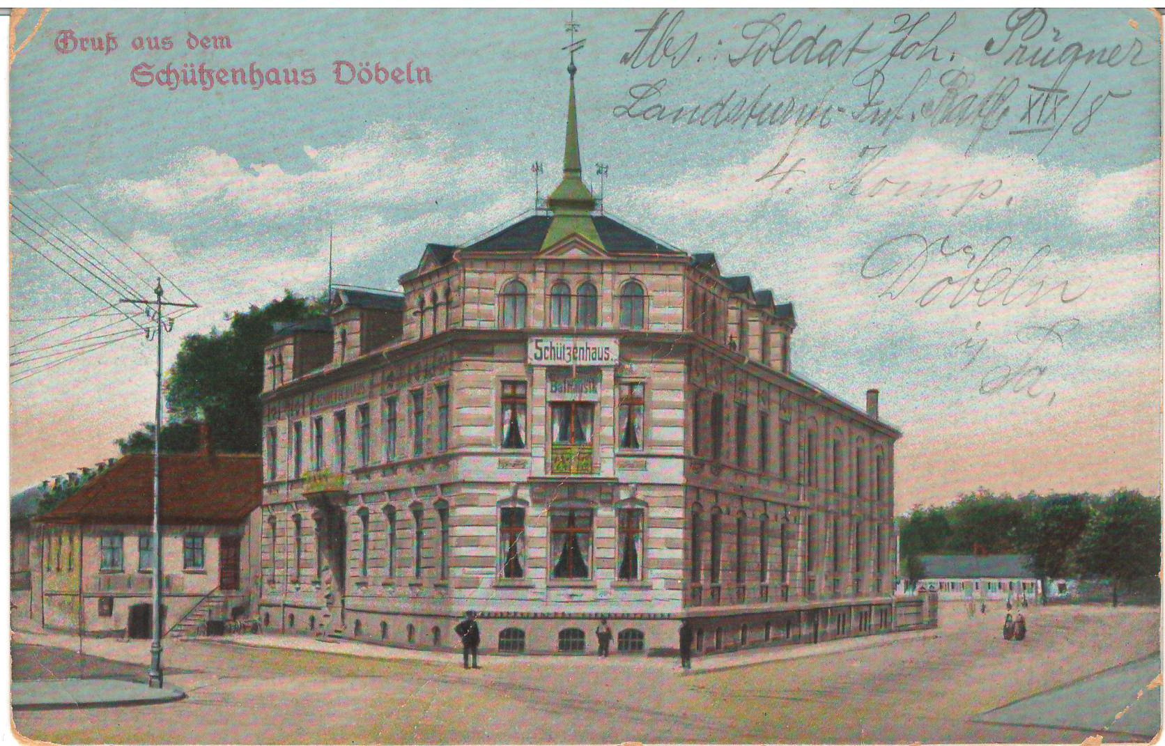 Ansichtspostkarte Döbeln: Gruß aus dem Schützenhaus Döbeln (Stadtmuseum / Kleine Galerie Döbeln CC BY-NC-SA)