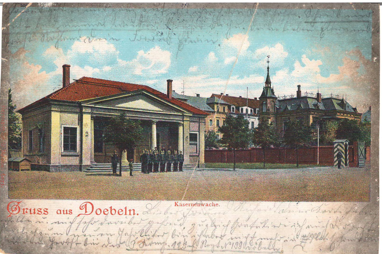 Ansichtspostkarte Döbeln: Kasernenwache (Stadtmuseum / Kleine Galerie Döbeln CC BY-NC-SA)
