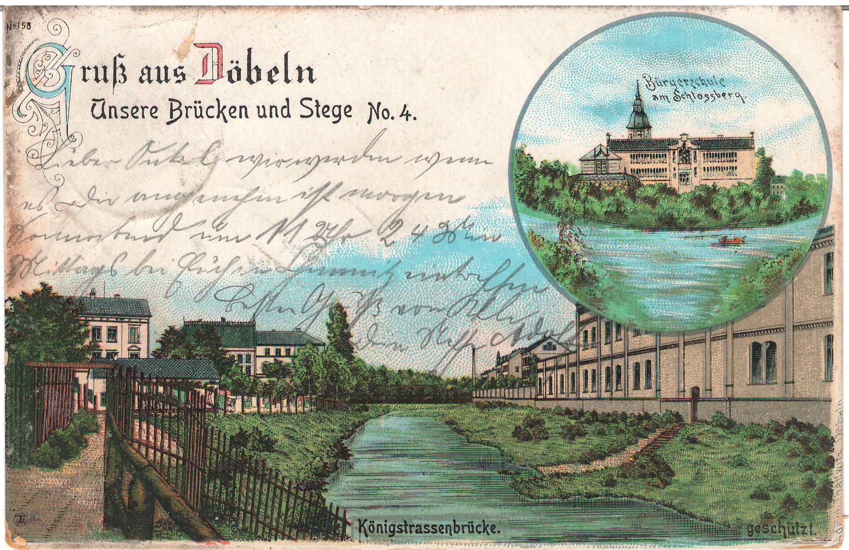 Ansichtspostkarte Döbeln: Königsstraßenbrücke (Stadtmuseum / Kleine Galerie Döbeln CC BY-NC-SA)