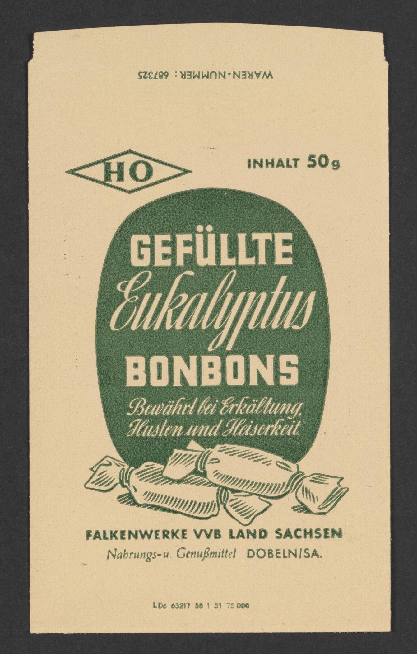 Verpackung für Eukalyptusbonbons (Stadtmuseum / Kleine Galerie Döbeln CC BY-NC-SA)