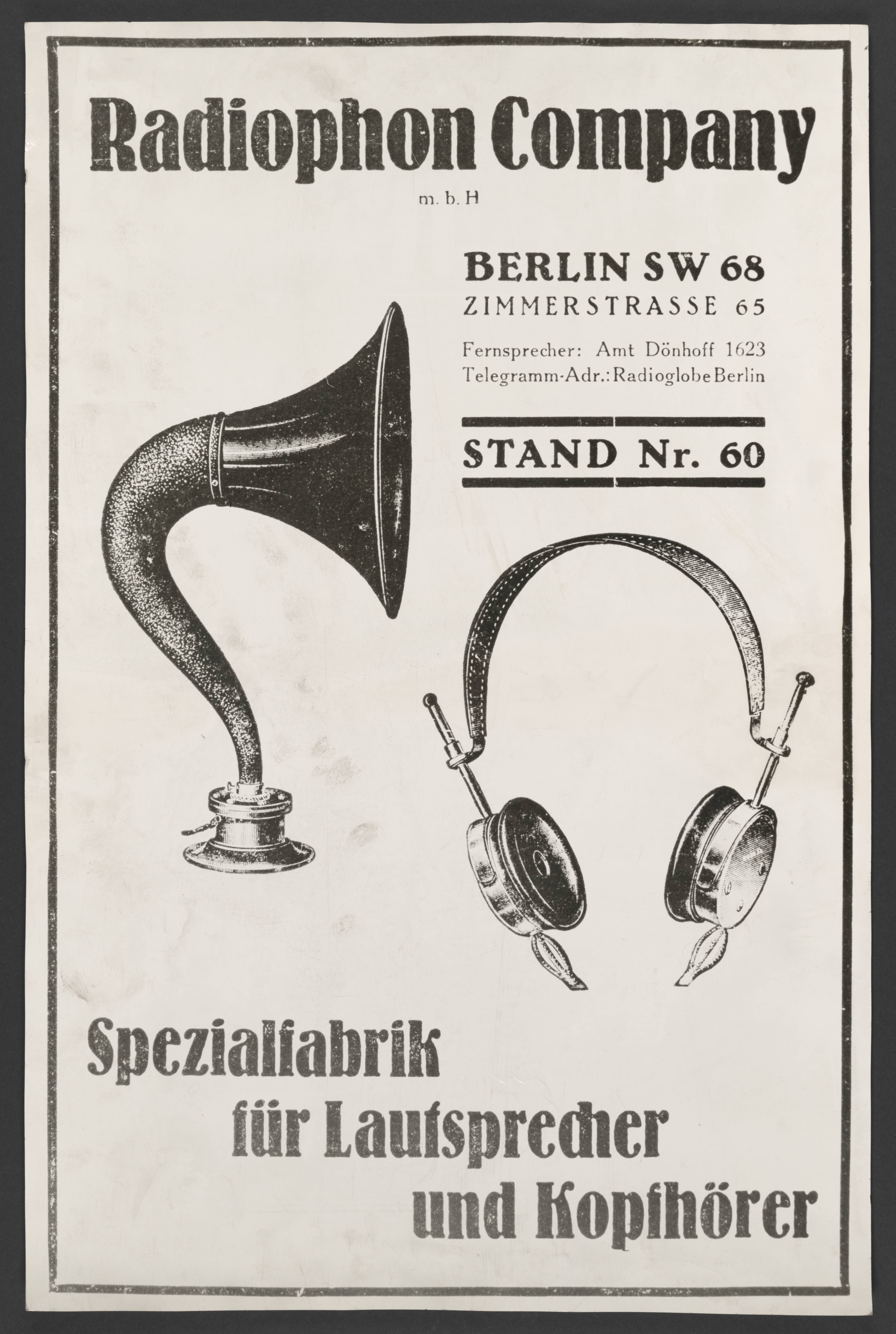 Plakat "Radiophon Company" (Stadtmuseum / Kleine Galerie Döbeln CC BY-NC-SA)
