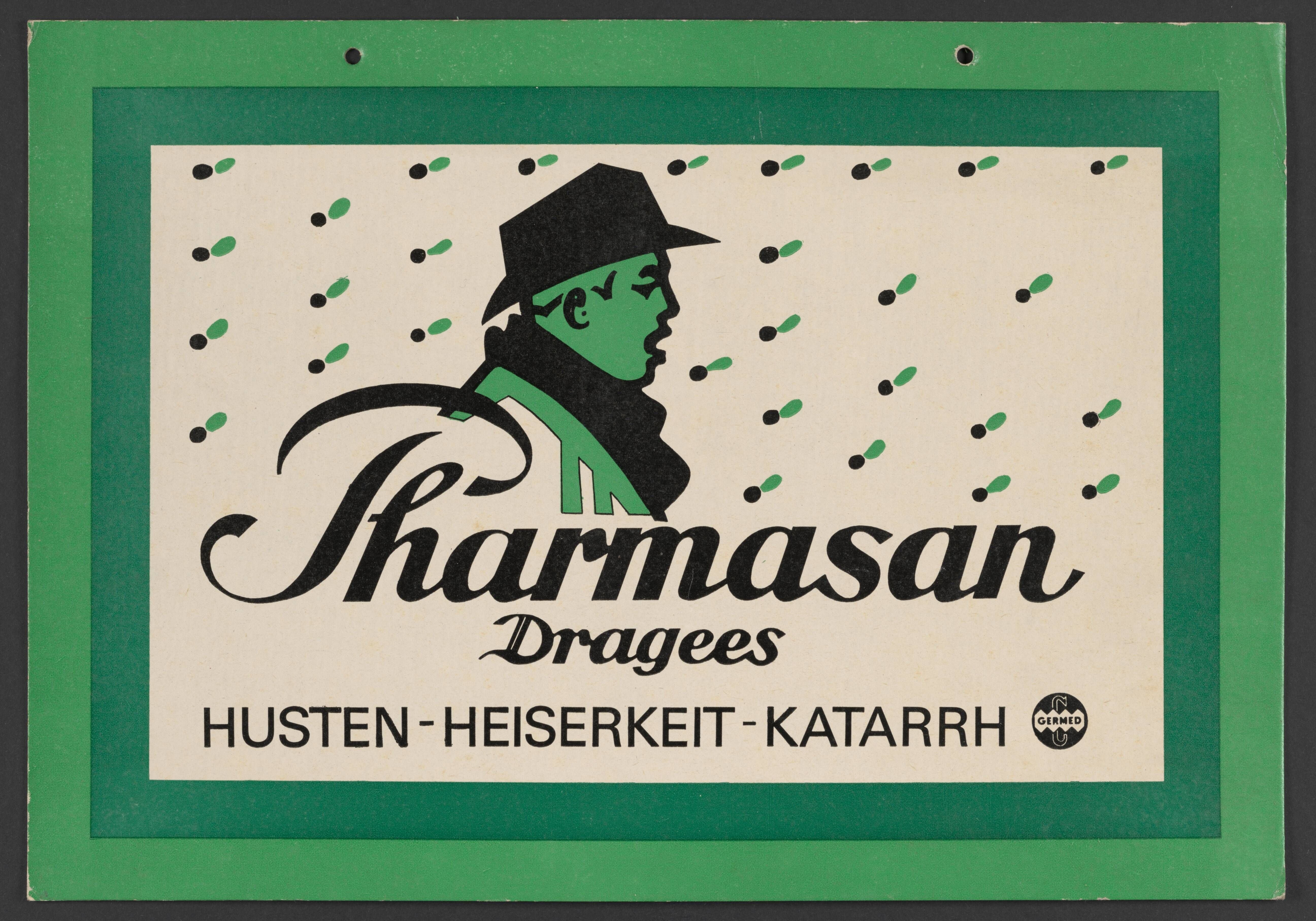 Plakat "Pharmasan Dragees" (Stadtmuseum / Kleine Galerie Döbeln CC BY-NC-SA)