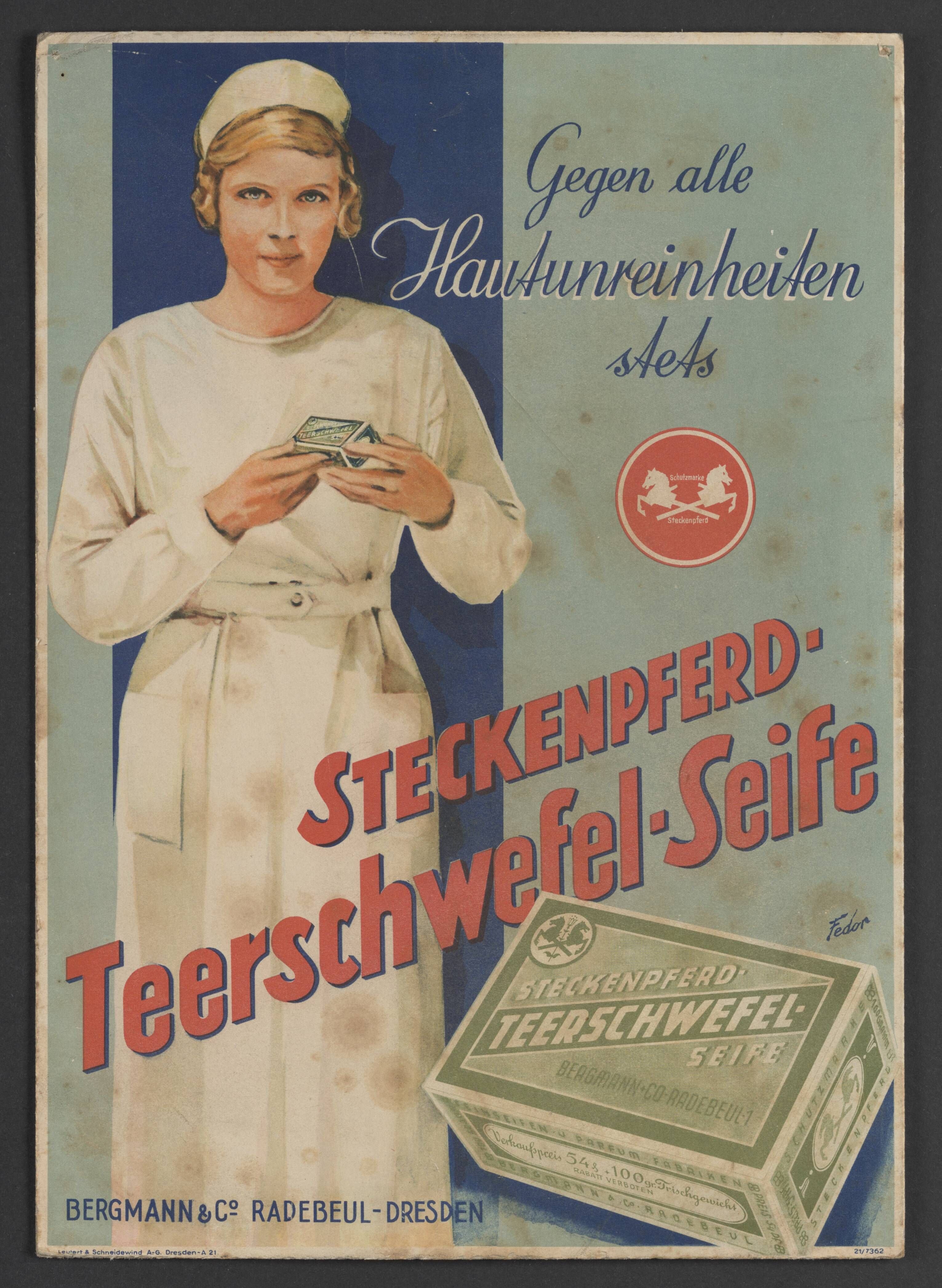 Plakat "Steckenpferde-Teerschwefel-Seife" (Stadtmuseum / Kleine Galerie Döbeln CC BY-NC-SA)