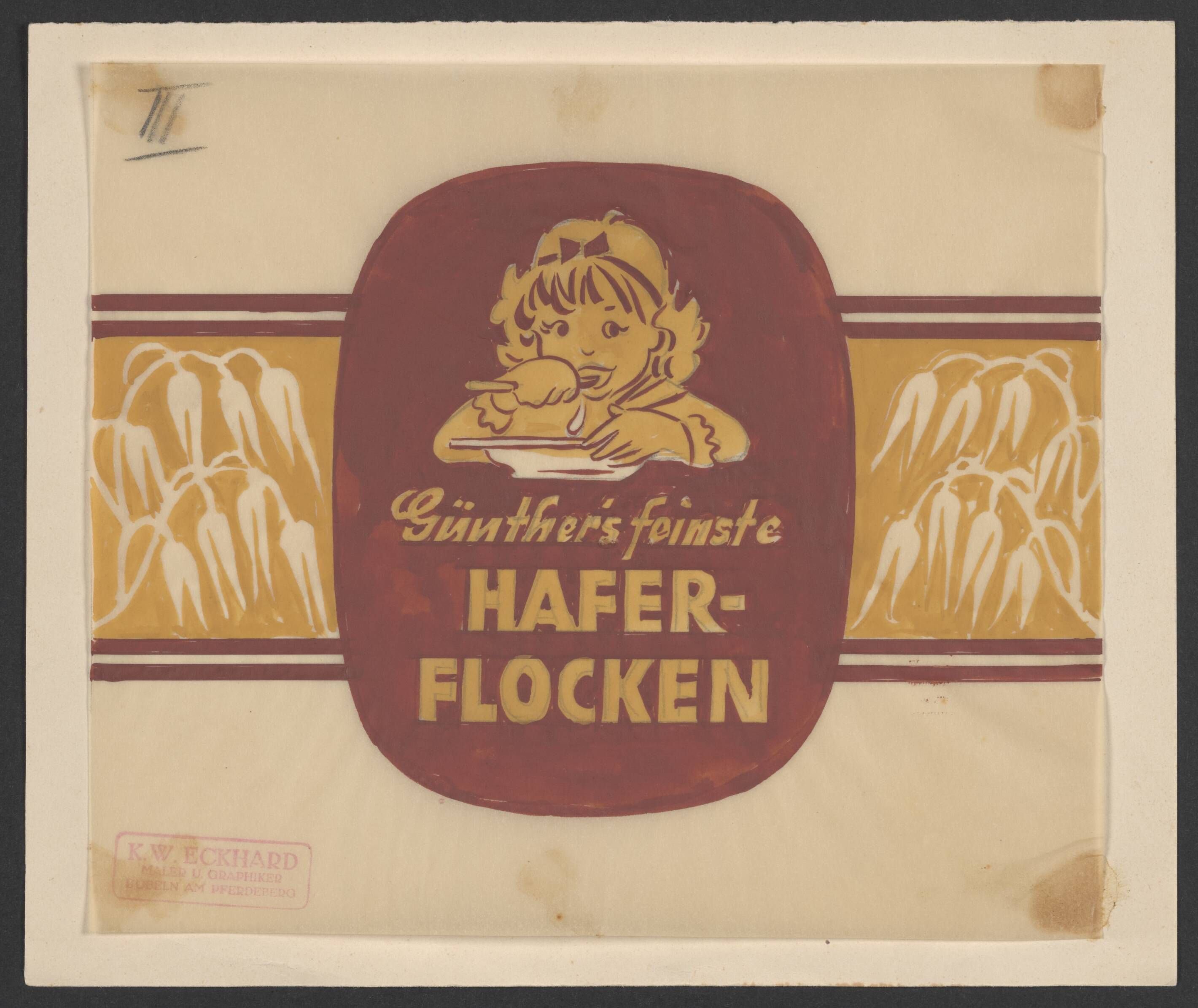 Verpackungsentwurf für Haferflocken (Stadtmuseum / Kleine Galerie Döbeln CC BY-NC-SA)