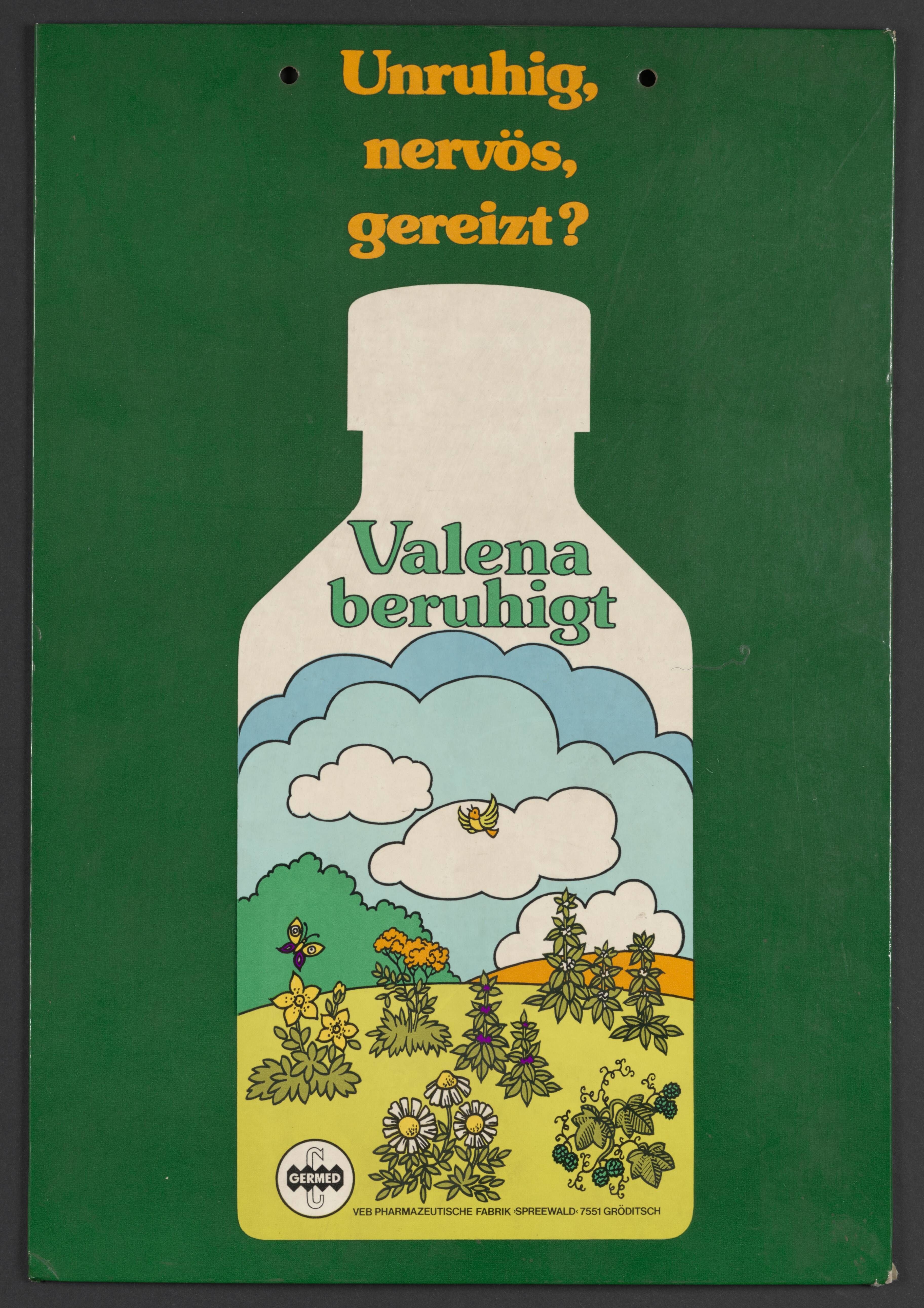 Plakat "Valena beruhigt" (Stadtmuseum / Kleine Galerie Döbeln CC BY-NC-SA)