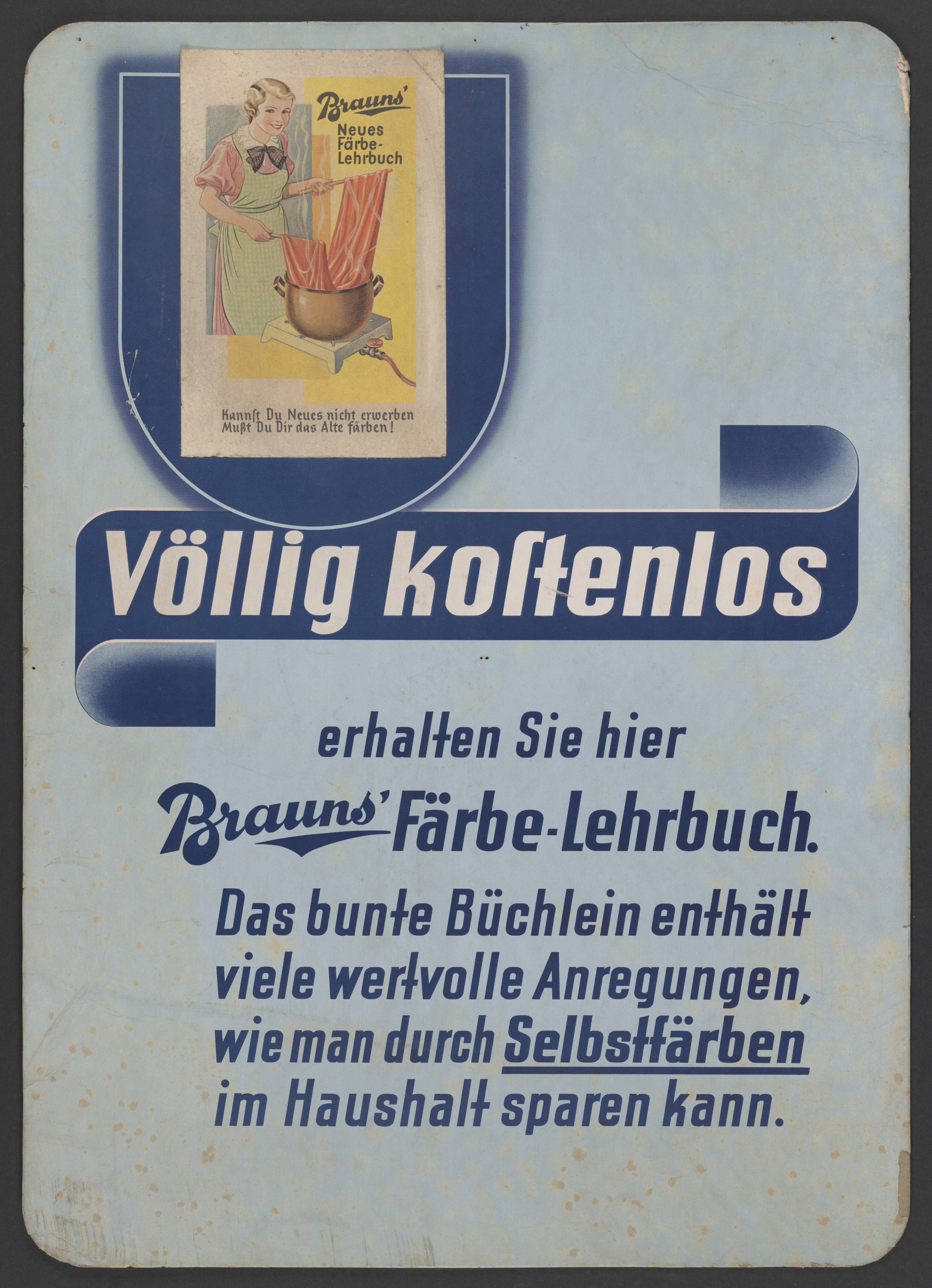Plakat "Brauns' Färbe-Lehrbuch" (Stadtmuseum / Kleine Galerie Döbeln CC BY-NC-SA)