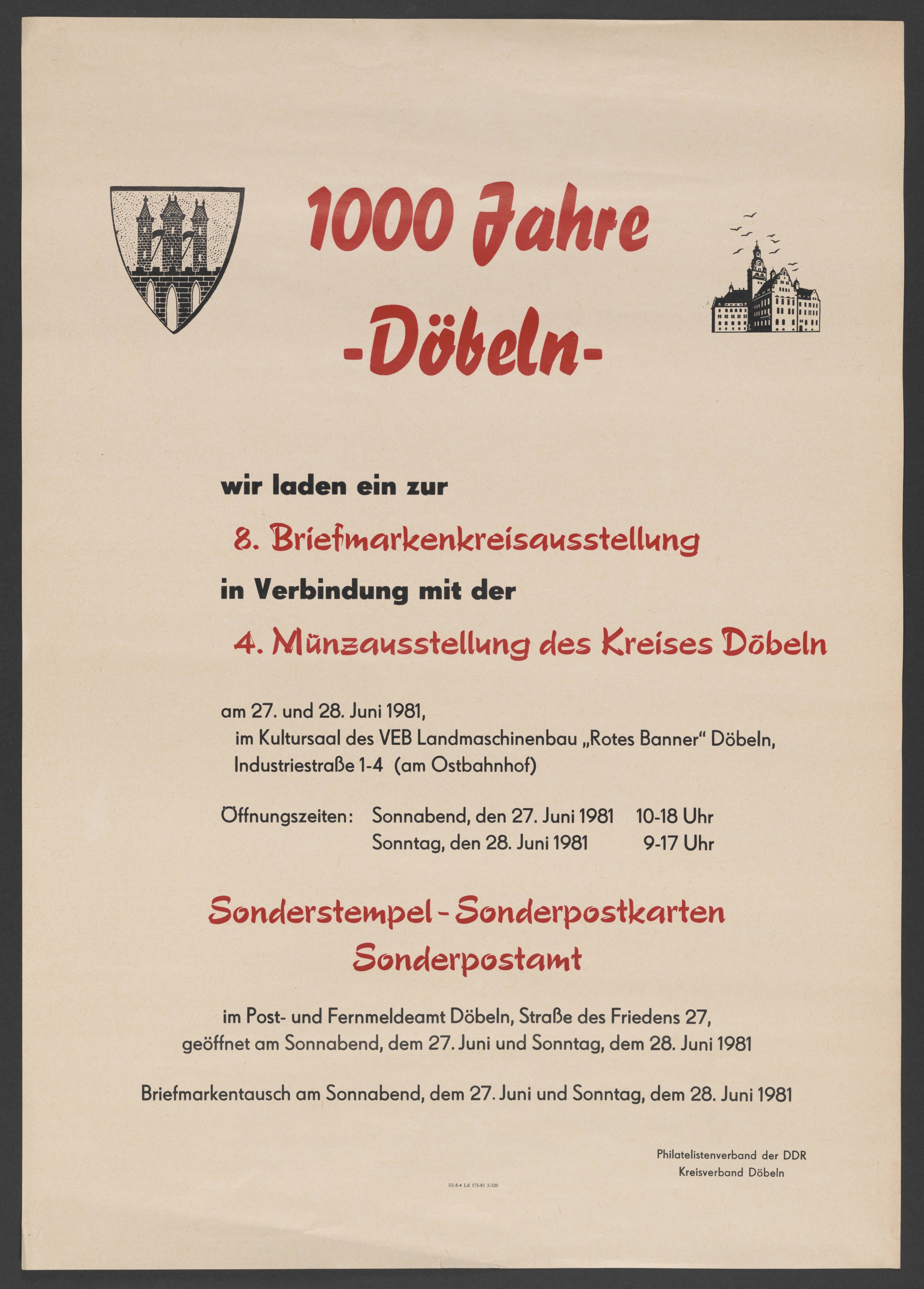 Plakat "1000 Jahre -Döbeln-" (Stadtmuseum / Kleine Galerie Döbeln CC BY-NC-SA)