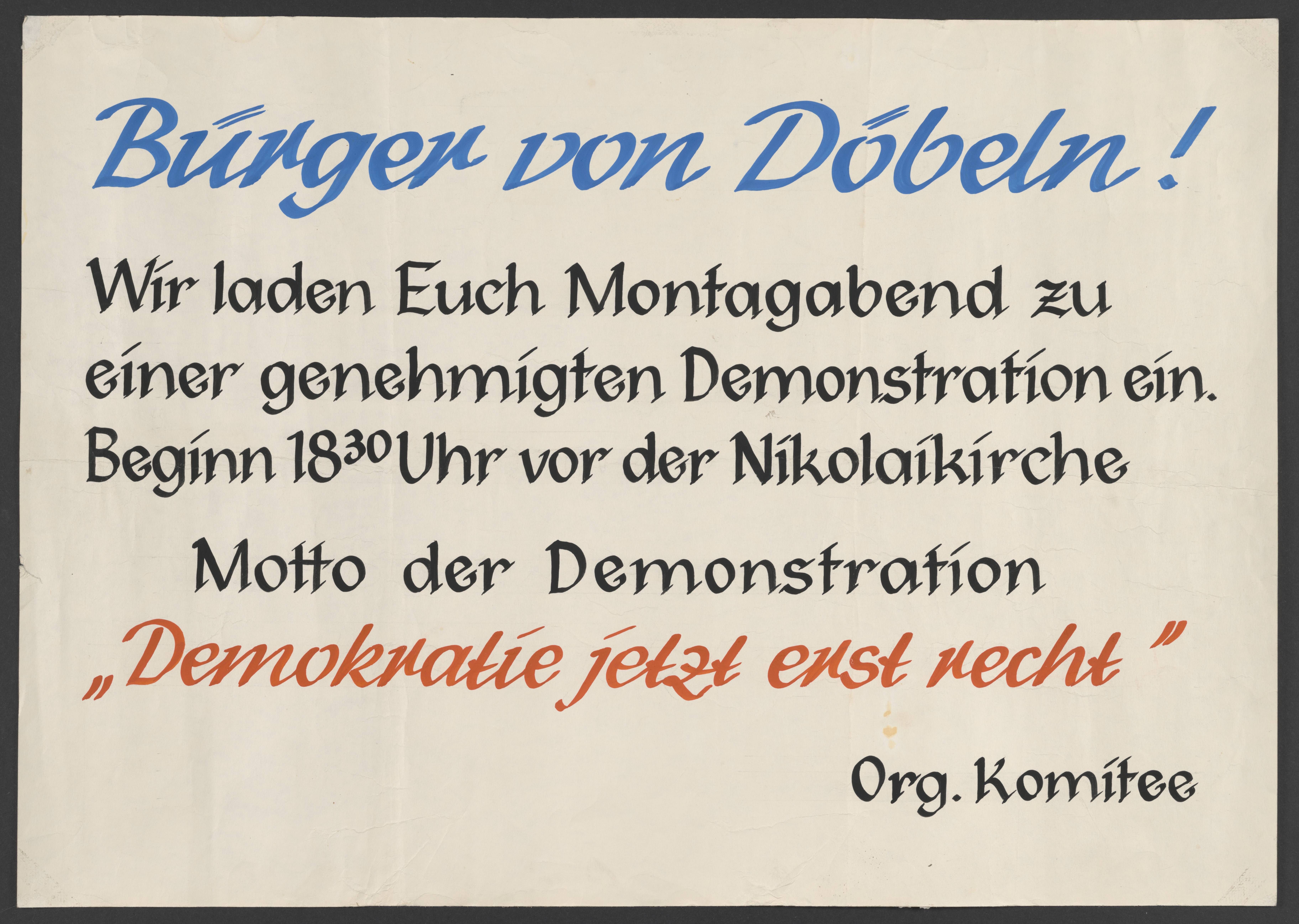 Plakat "Bürger von Döbeln!" (Stadtmuseum / Kleine Galerie Döbeln CC BY-NC-SA)