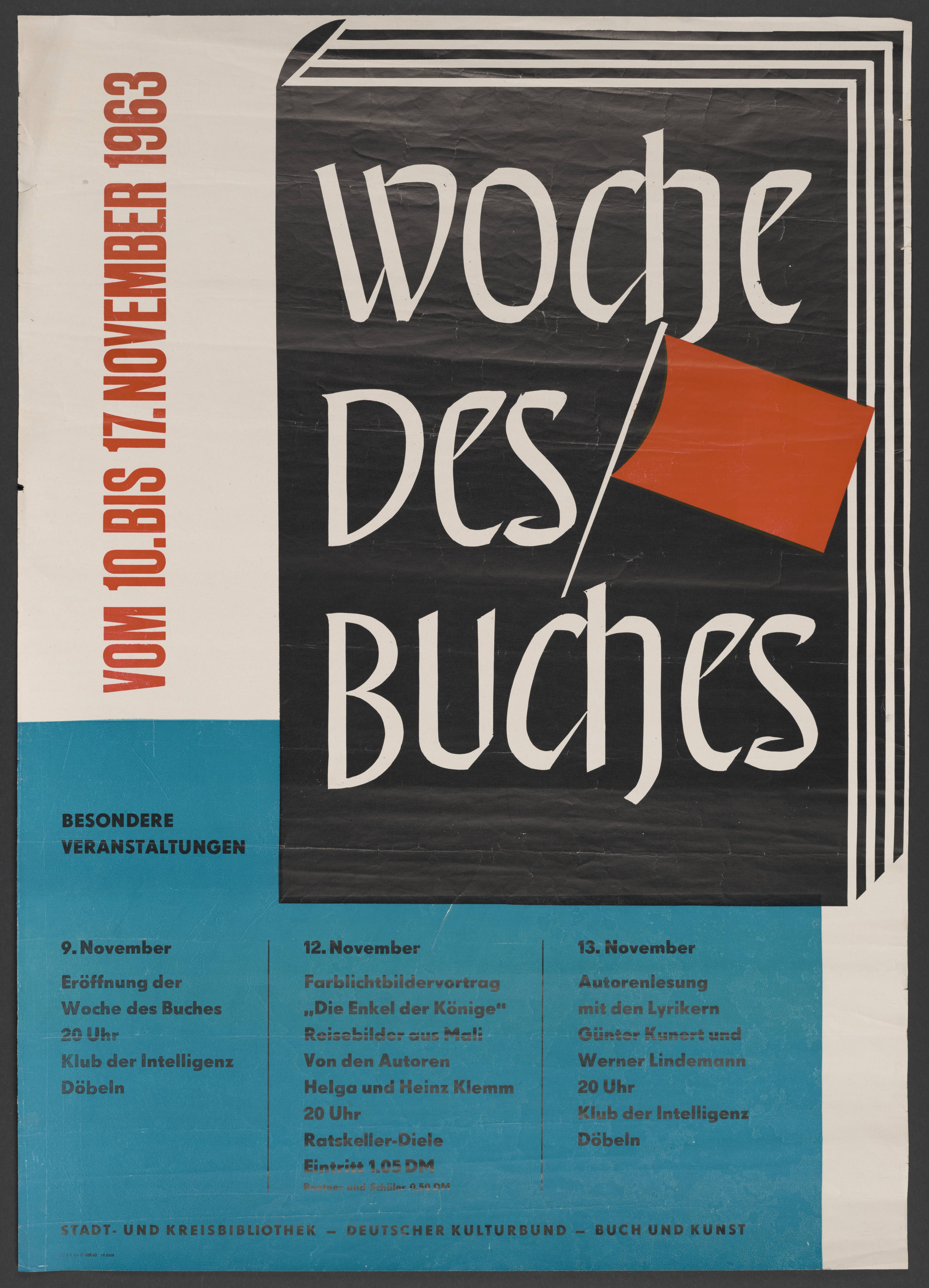 Plakat "Woche des Buches" (Stadtmuseum / Kleine Galerie Döbeln CC BY-NC-SA)