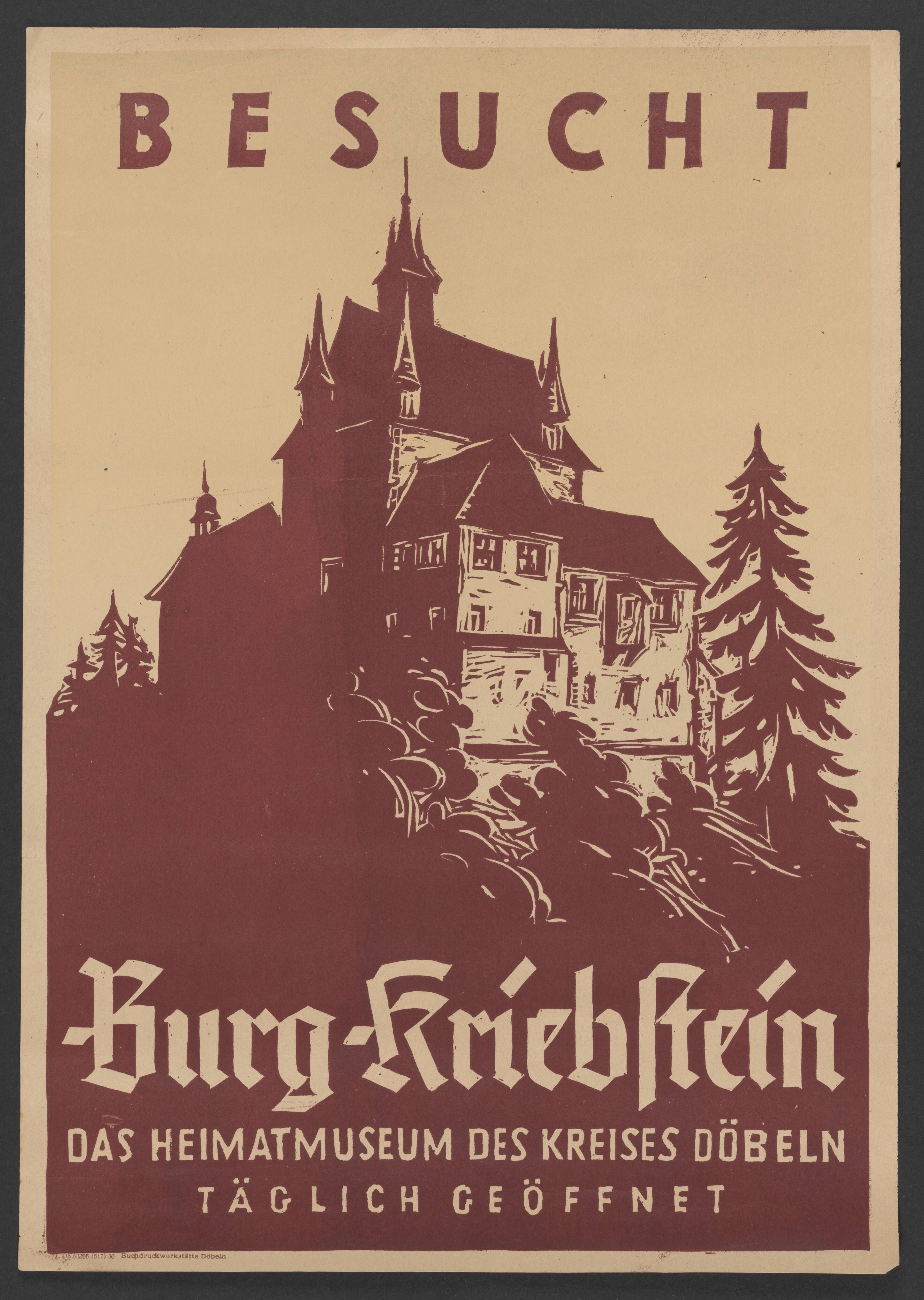 Plakat "Besucht Burg Kriebstein" (Stadtmuseum / Kleine Galerie Döbeln CC BY-NC-SA)