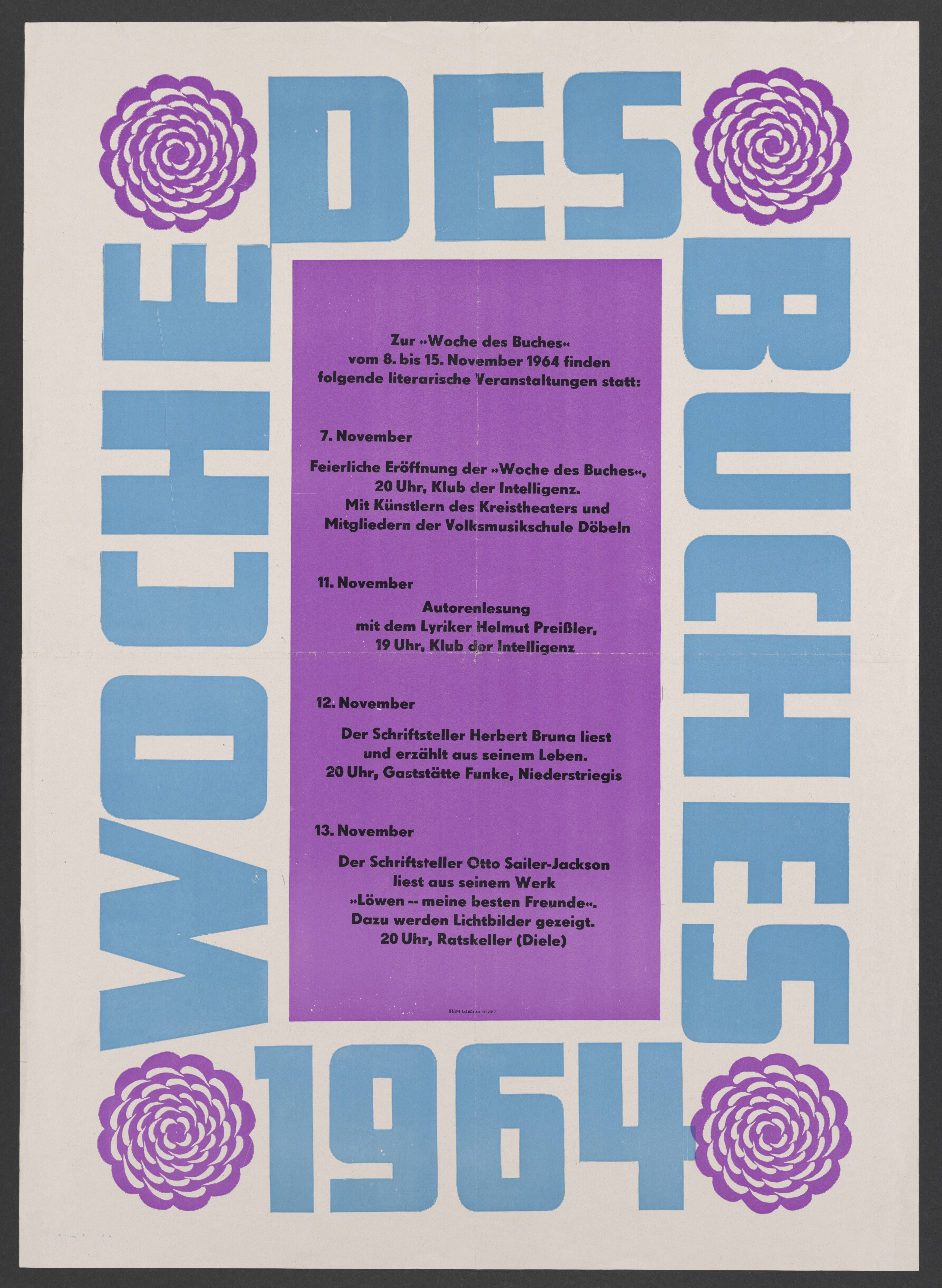Plakat "Woche des Buches 1964" (Stadtmuseum / Kleine Galerie Döbeln CC BY-NC-SA)