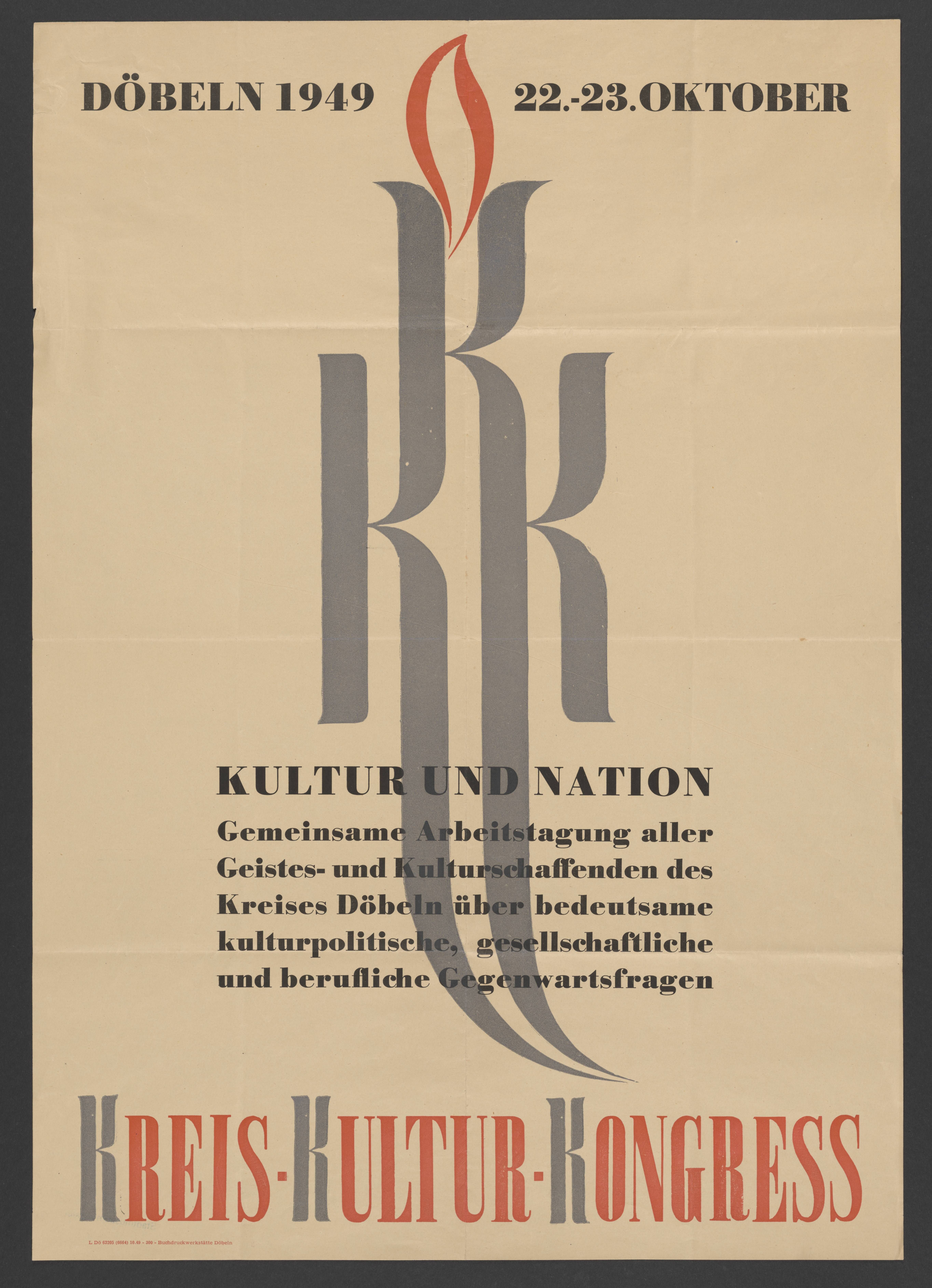 Plakat "Kreis-Kultur-Kongress" (Stadtmuseum / Kleine Galerie Döbeln CC BY-NC-SA)
