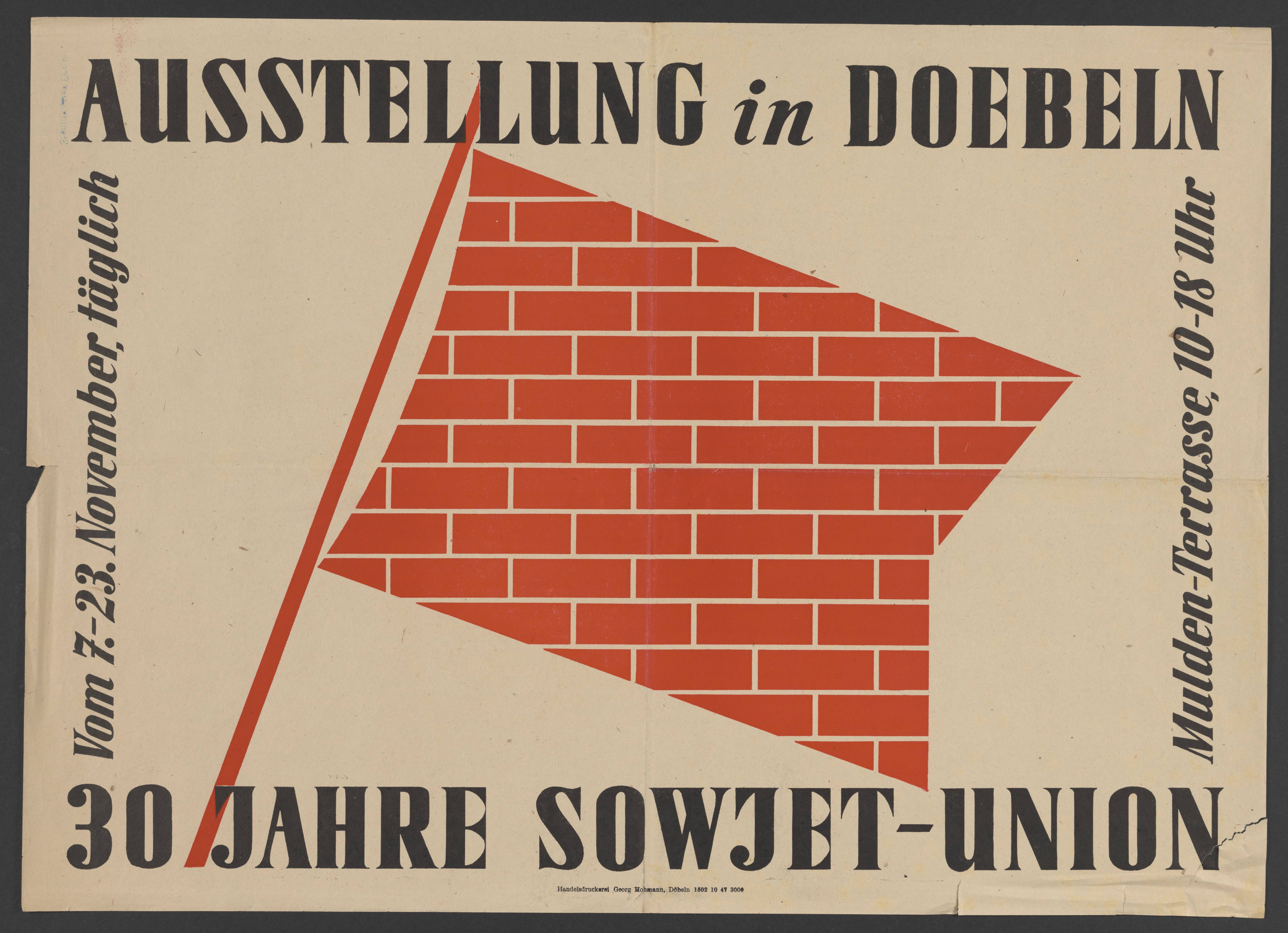Plakat "Ausstellung 10 Jahre Sowjet-Union" (Stadtmuseum / Kleine Galerie Döbeln CC BY-NC-SA)