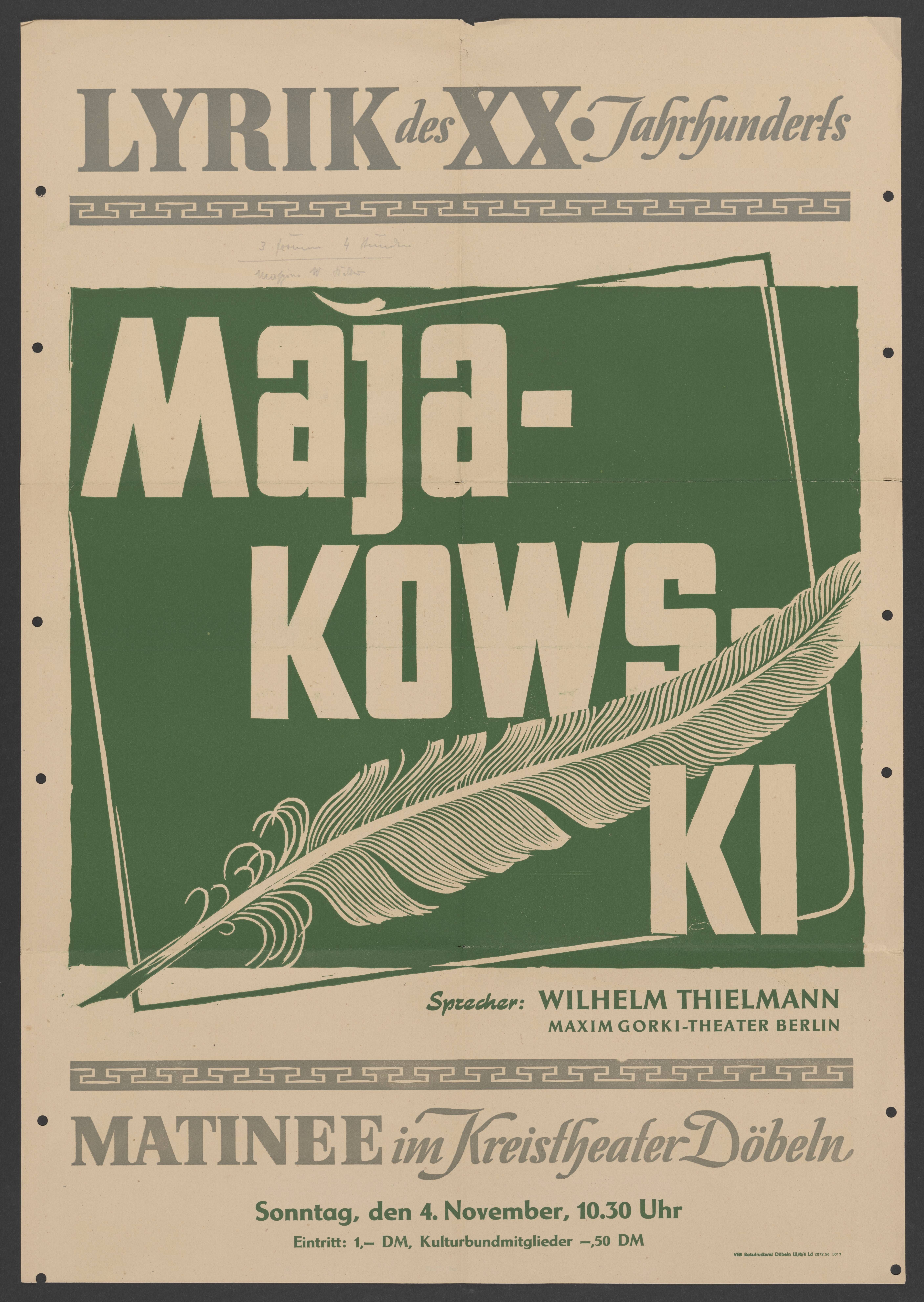 Plakat "Majakowski" (Stadtmuseum / Kleine Galerie Döbeln CC BY-NC-SA)