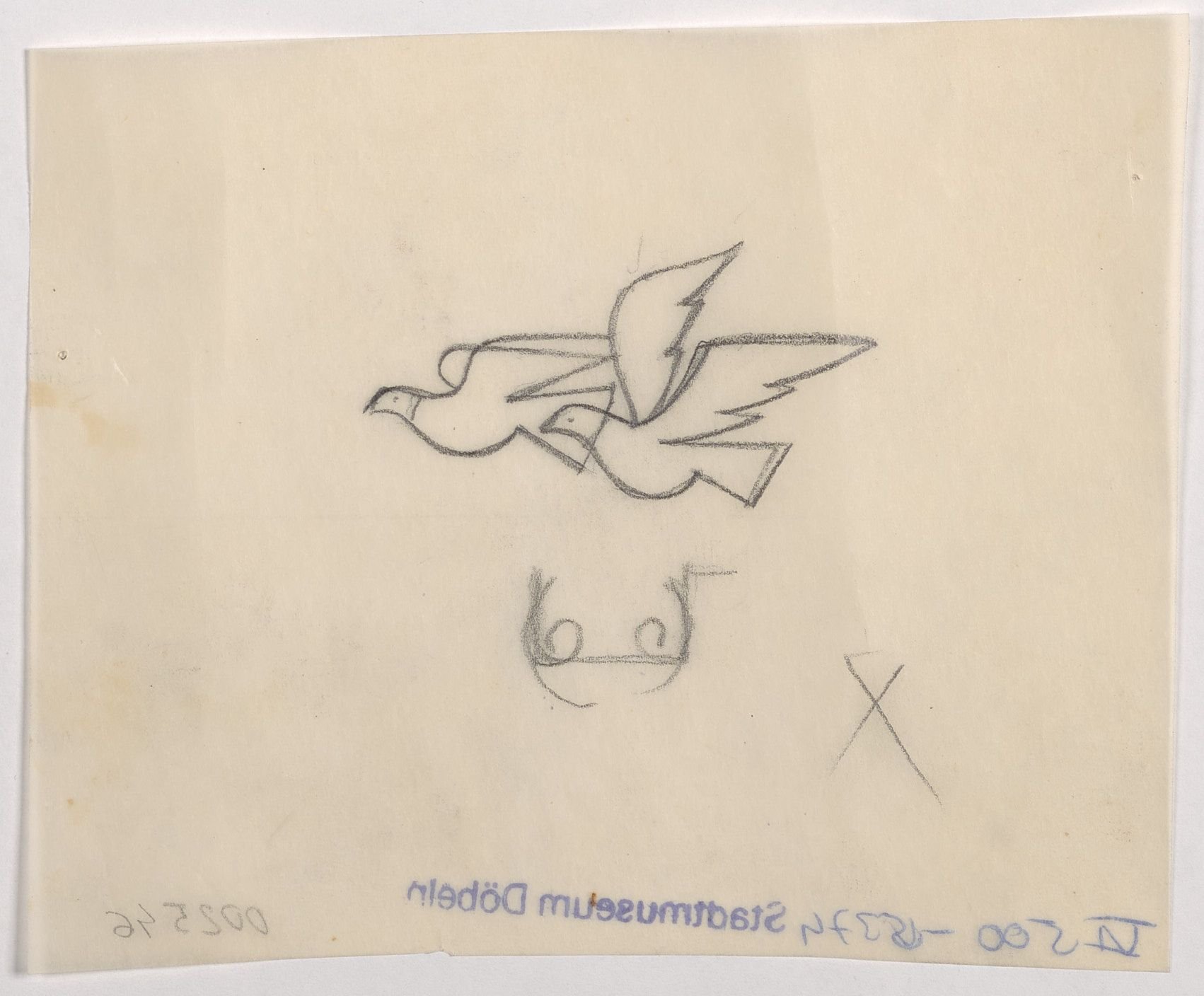 Entwurf "Taubenpaar" (Stadtmuseum / Kleine Galerie Döbeln CC BY-NC-SA)
