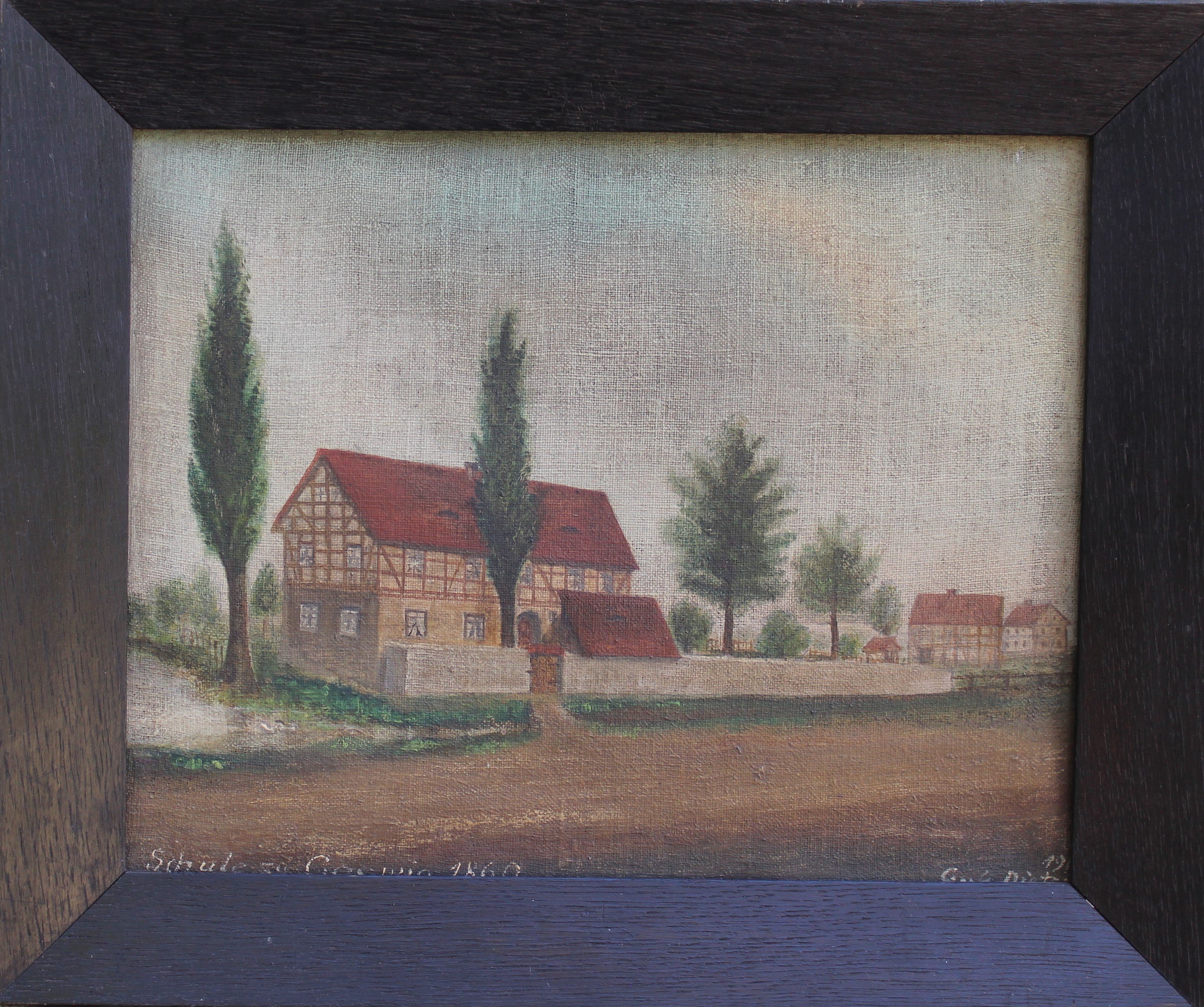 Gemälde - Schule zu Coswig 1860 (Karrasburg Museum Coswig CC BY-NC-SA)