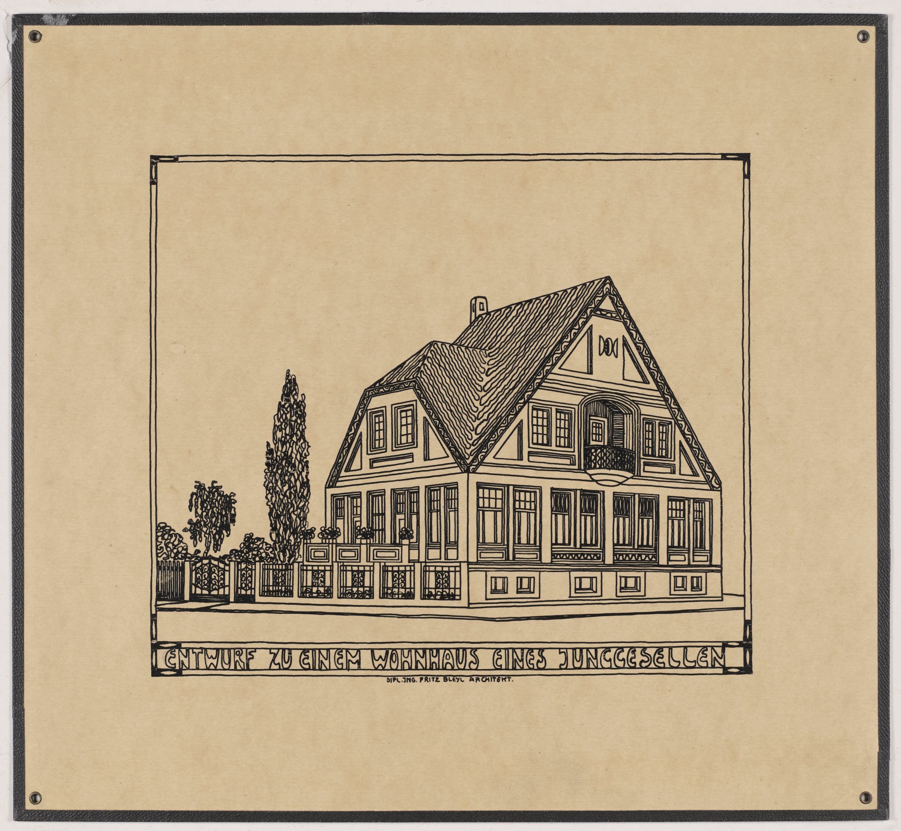 Entwurf zu einem Wohnhaus eines Junggesellen, Eigenhaus für Herrn Paul Wolf, Zwickau (© Bleyl, Berlin/Solingen RR-F)