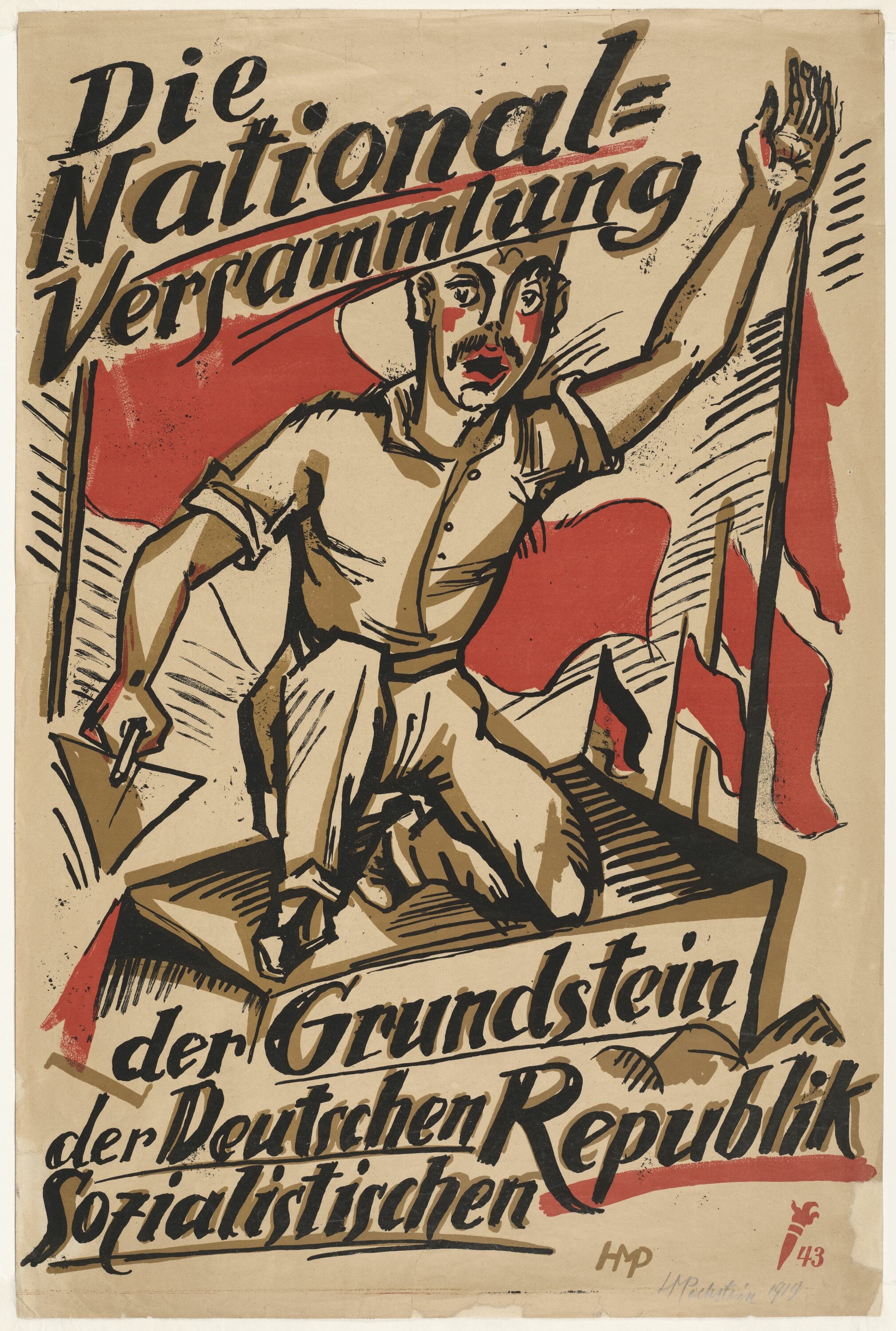 Plakat: Die Nationalversammlung der Grundstein der Deutschen Sozialistischen Republik (© Pechstein - Hamburg / Tökendorf, 2021 | VG Bild-Kunst, Bonn 2021 RR-F)