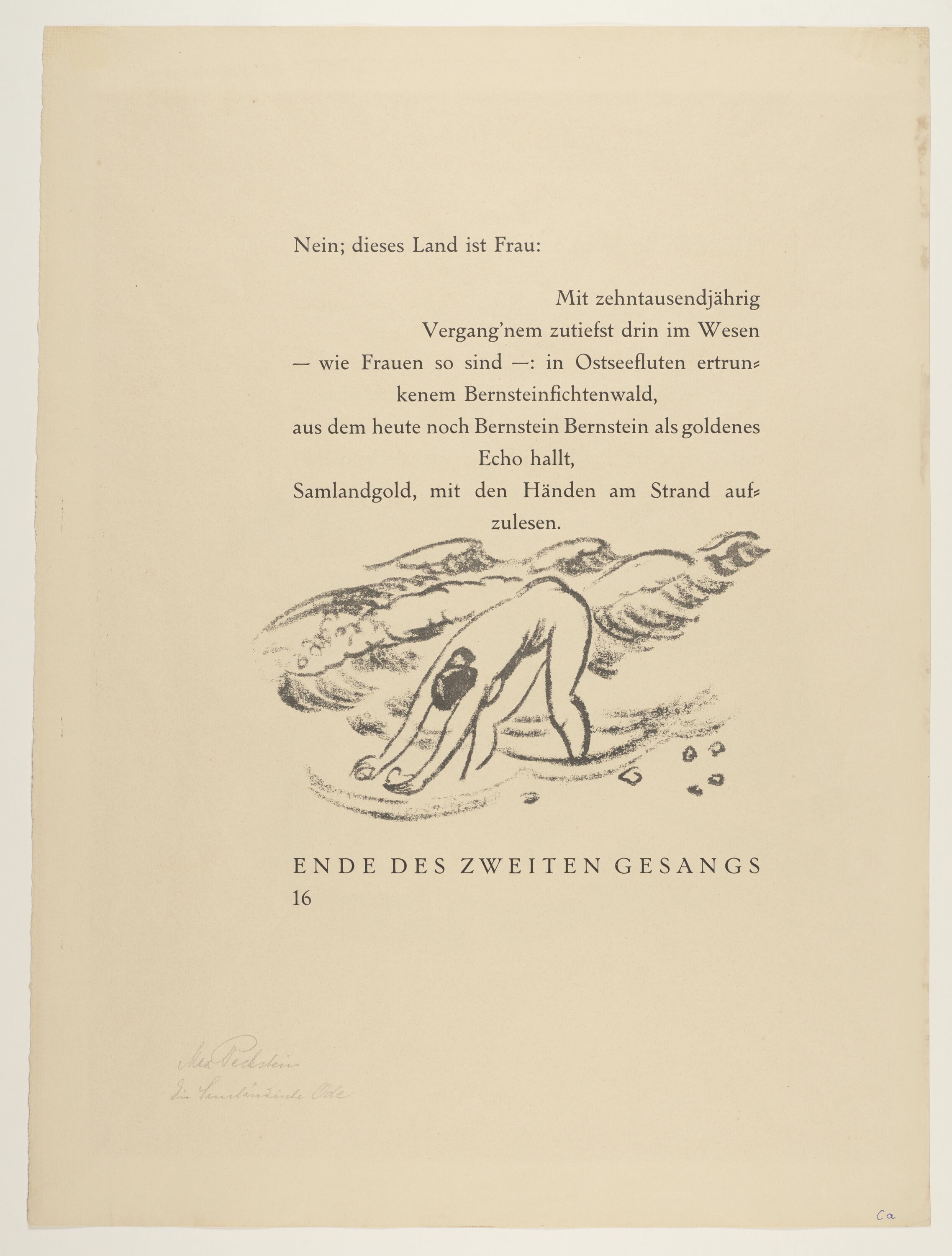 Im Wasser II, aus: Heinrich Lautensack: Paraphrasen zur Samländischen Ode, 21 Lithografien, Seite 16 (© Pechstein - Hamburg / Tökendorf, 2021 | VG Bild-Kunst, Bonn 2021 RR-F)