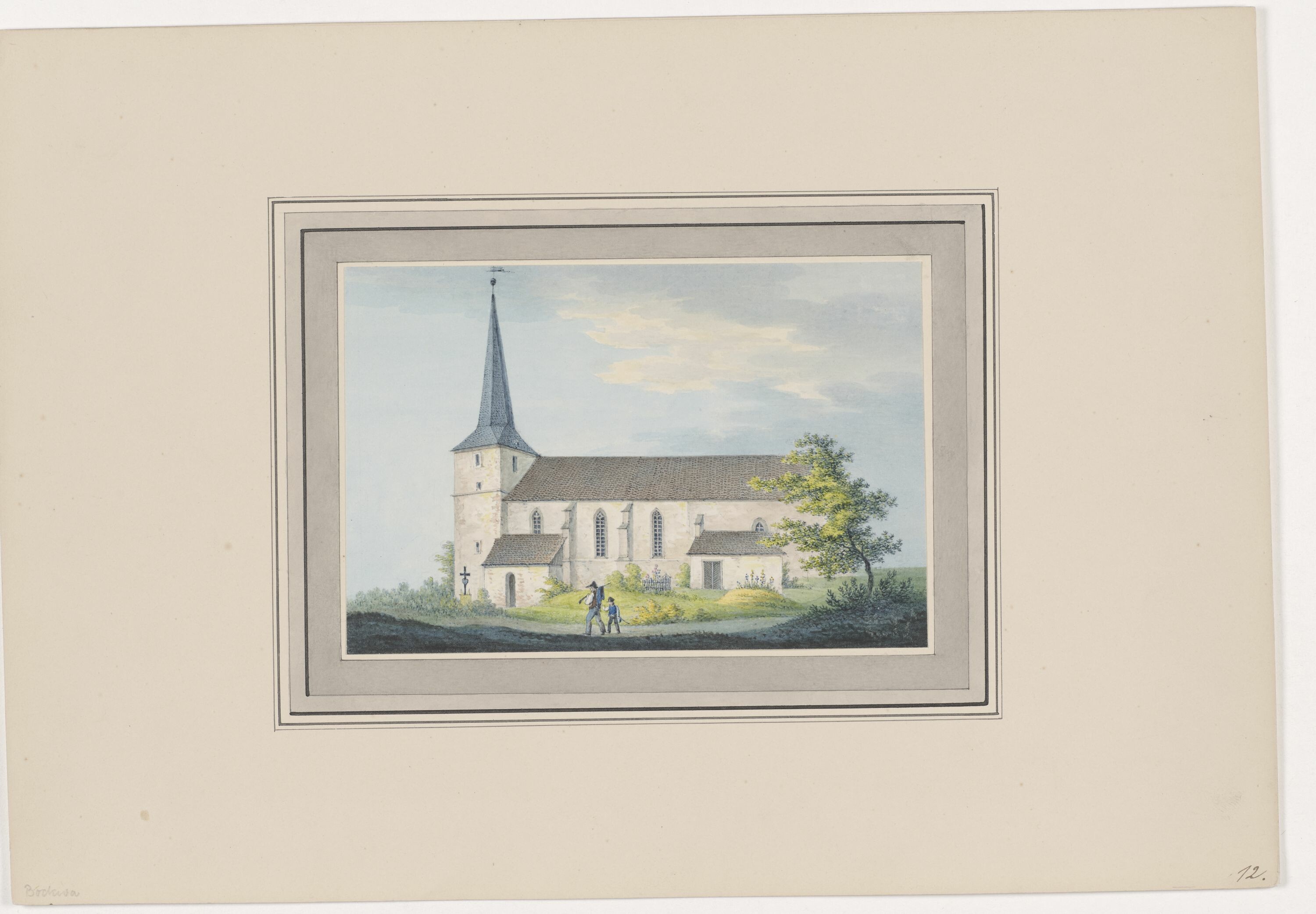 Kirche zu Bockwa, aus Mappe: Dorfkirchen der Ephorie Zwickau, Blatt 12 (KUNSTSAMMLUNGEN ZWICKAU Max-Pechstein-Museum RR-F)