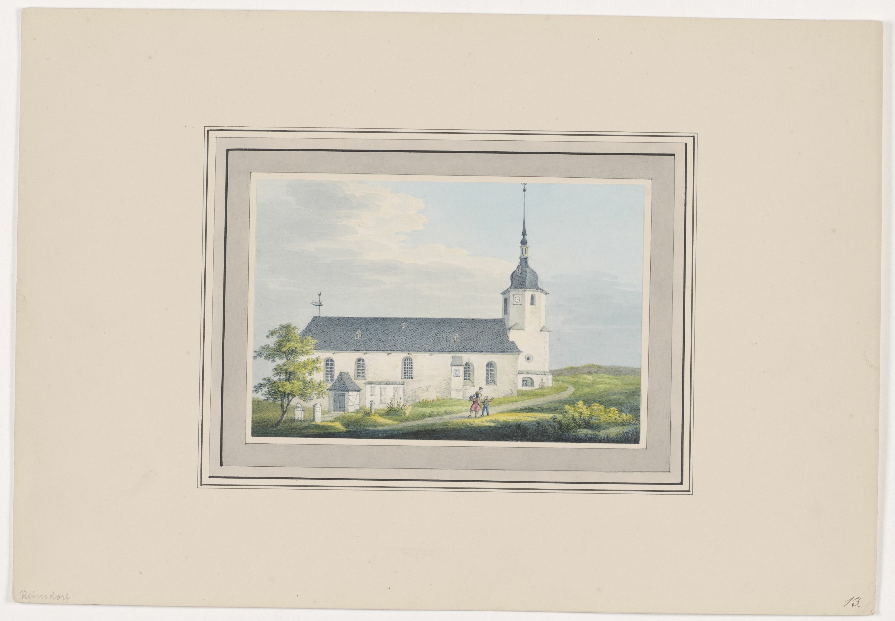 Kirche zu Reinsdorf, aus Mappe: Dorfkirchen der Ephorie Zwickau, Blatt 13 (KUNSTSAMMLUNGEN ZWICKAU Max-Pechstein-Museum RR-F)