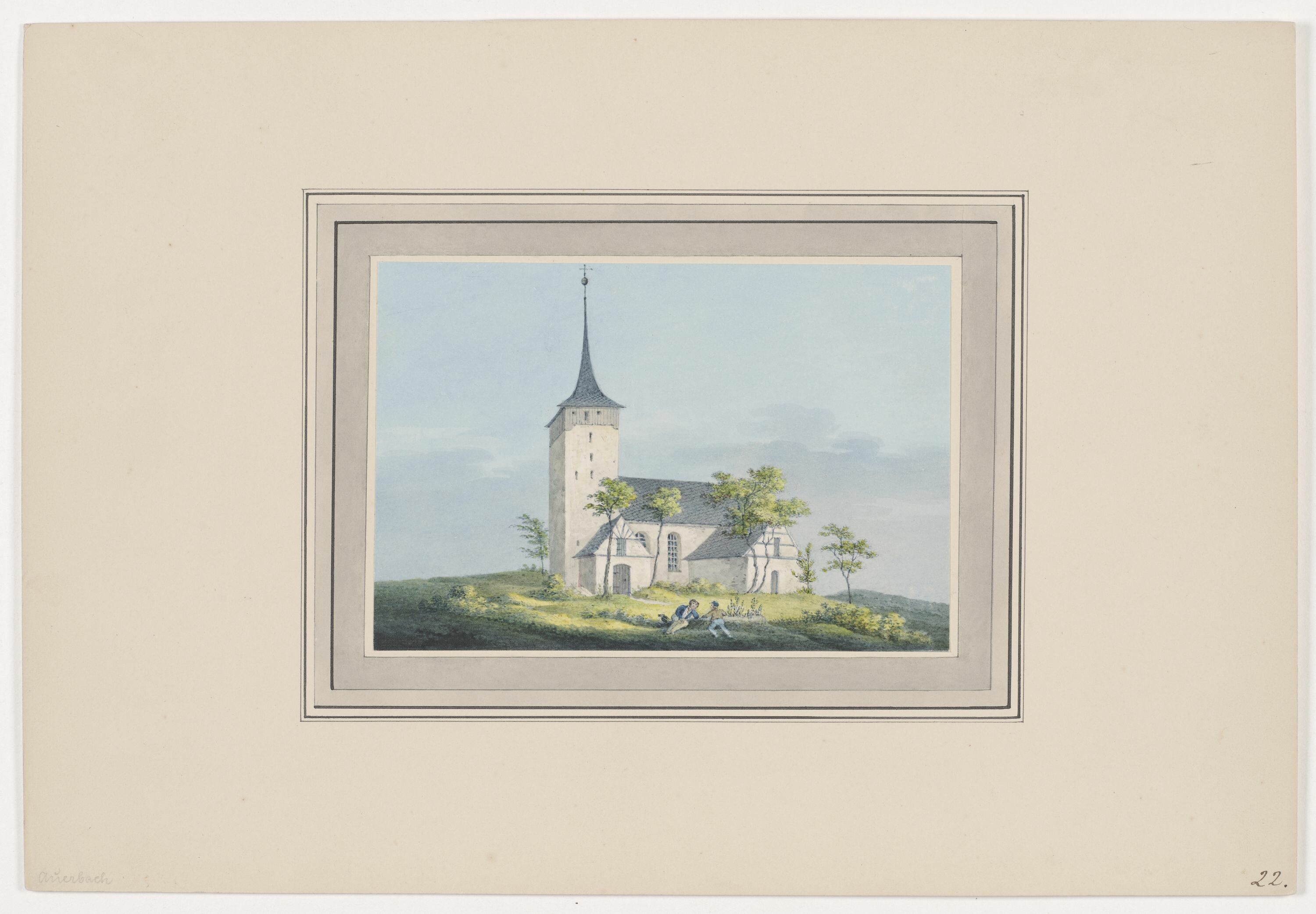 Kirche zu Auerbach, aus Mappe: Dorfkirchen der Ephorie Zwickau, Blatt 22 (KUNSTSAMMLUNGEN ZWICKAU Max-Pechstein-Museum RR-F)