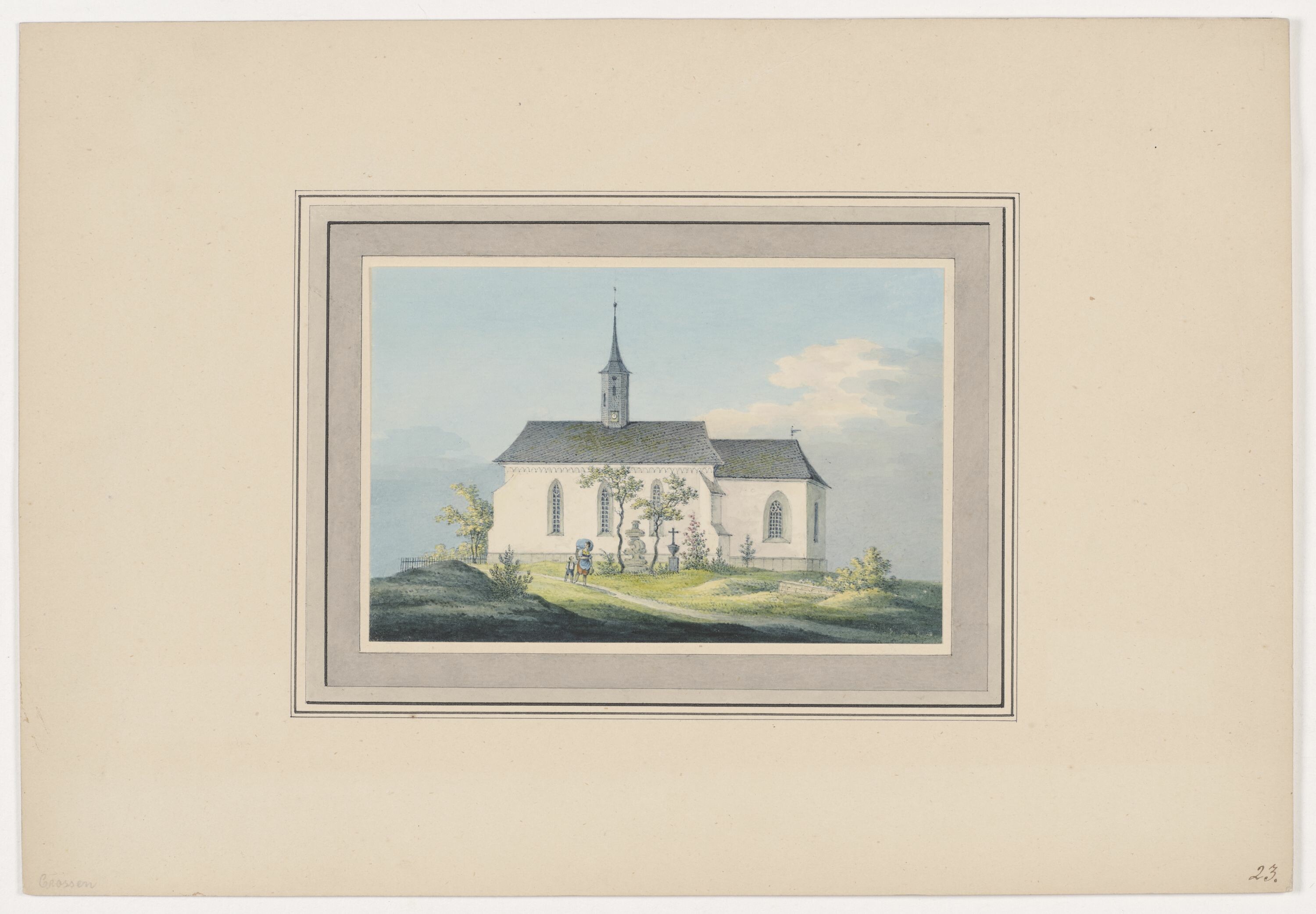 Kirche zu Crossen, aus Mappe: Dorfkirchen der Ephorie Zwickau, Blatt 23 (KUNSTSAMMLUNGEN ZWICKAU Max-Pechstein-Museum RR-F)