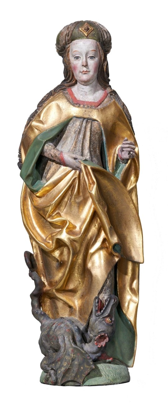 Heilige Margarethe mit dem Drachen, Gesprengefigur aus der Kirche Mülsen St. Jacob (Kunstsammlungen Zwickau Max-Pechstein-Museum CC BY-NC-SA)