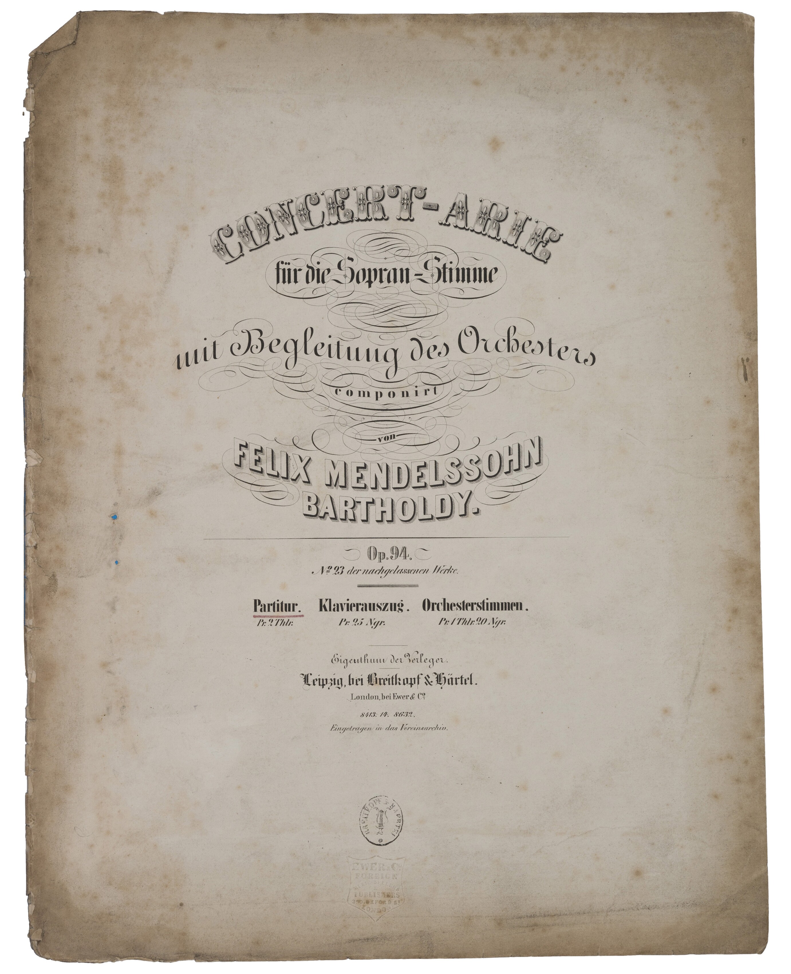 Felix Mendelssohn Bartholdy, »Infelice! – Ah, ritorna, età felice« op. 94 (Felix-Mendelssohn-Bartholdy-Stiftung RR-F)
