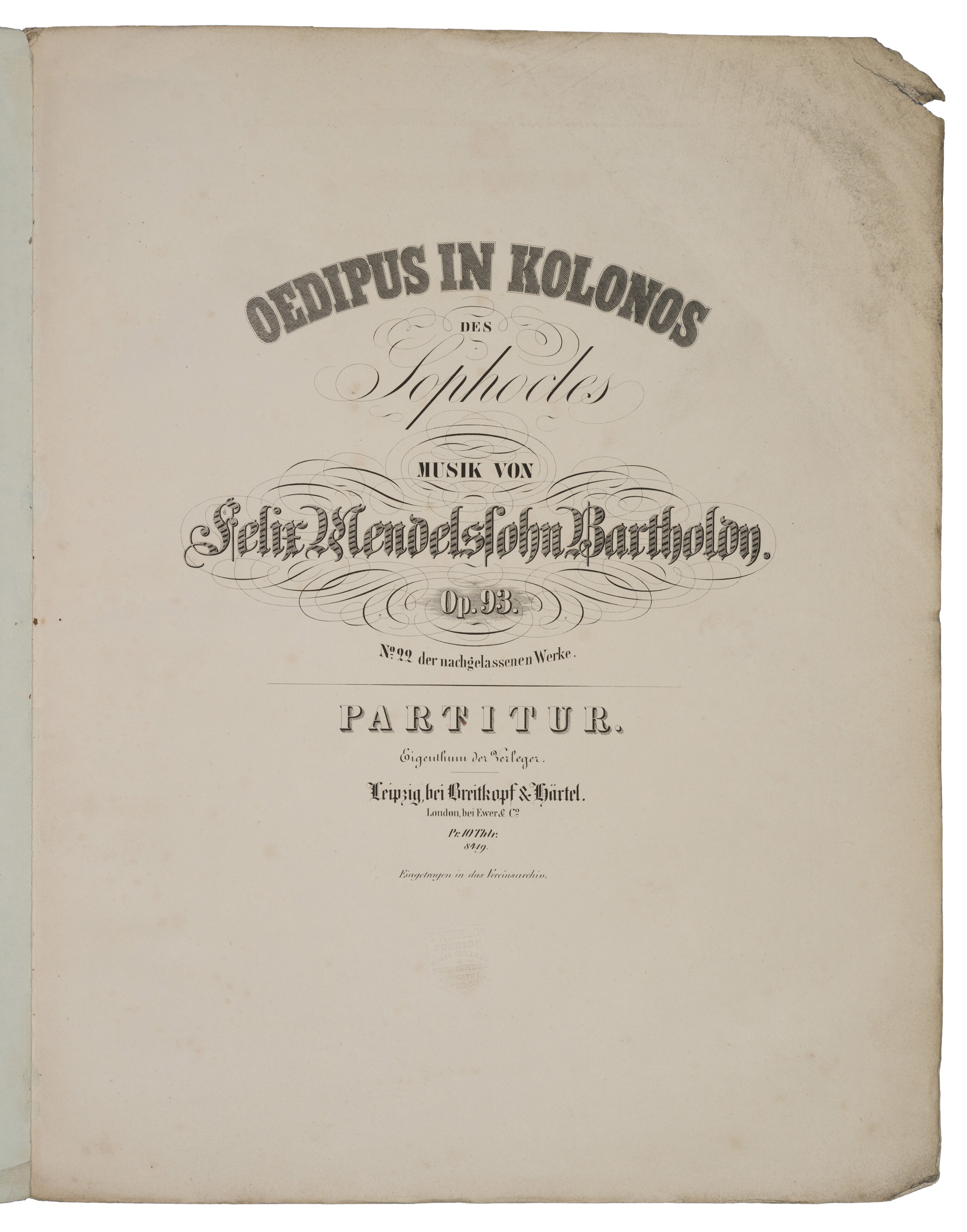 Felix Mendelssohn Bartholdy, Oedipus in Kolonos (Felix-Mendelssohn-Bartholdy-Stiftung RR-F)